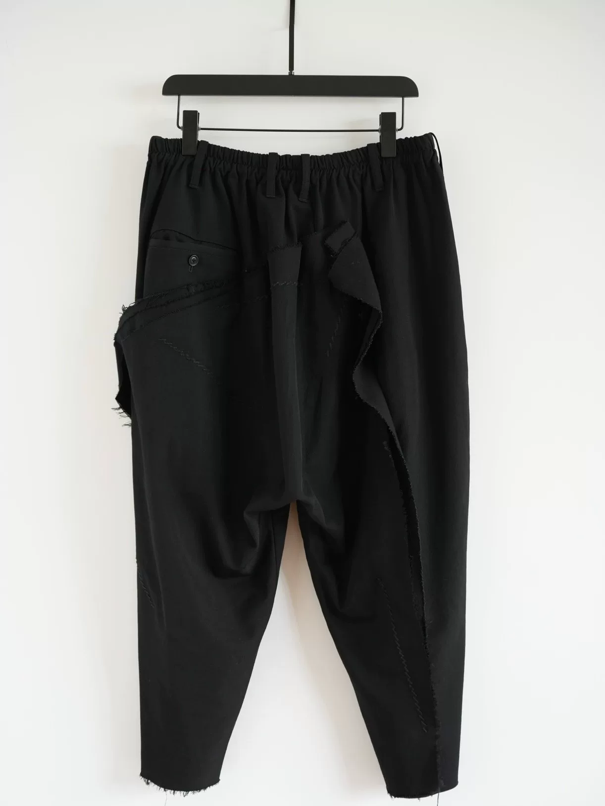 Yohji Yamamoto 20AW Black Knife-Cut Pants — back
