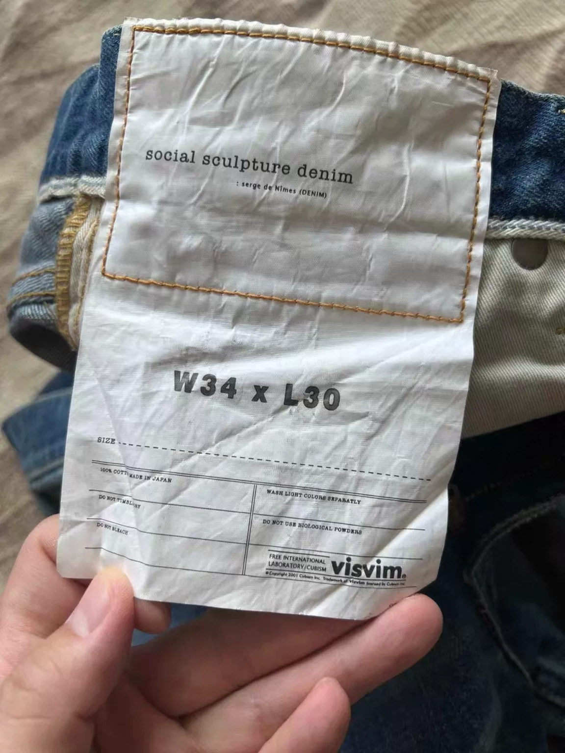 Visvim 18AW Washed Jeans Made in Japan — label