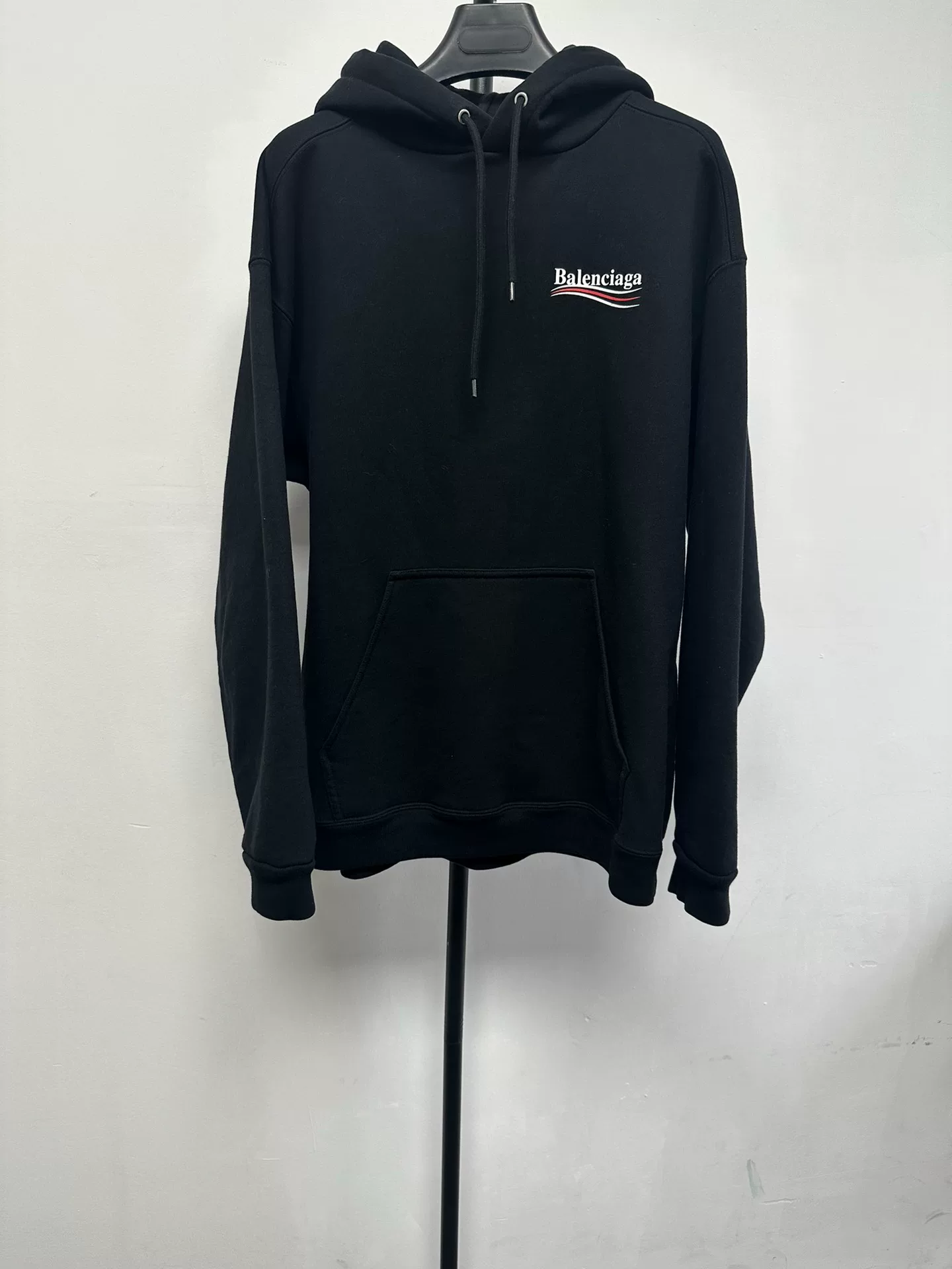 Balenciaga Logo Embroidery Black Hoodie