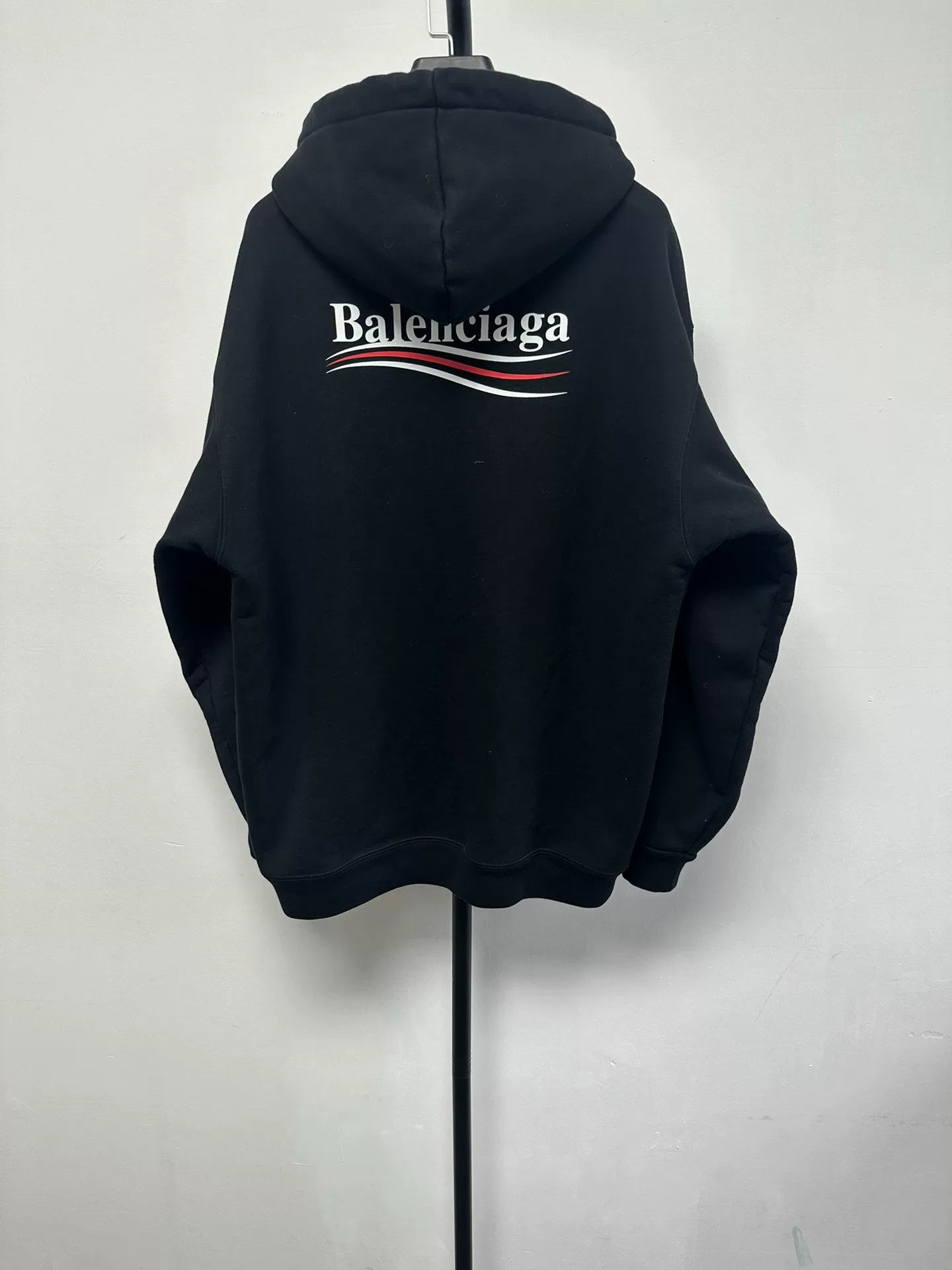 Balenciaga Logo Embroidery Black Hoodie — front
