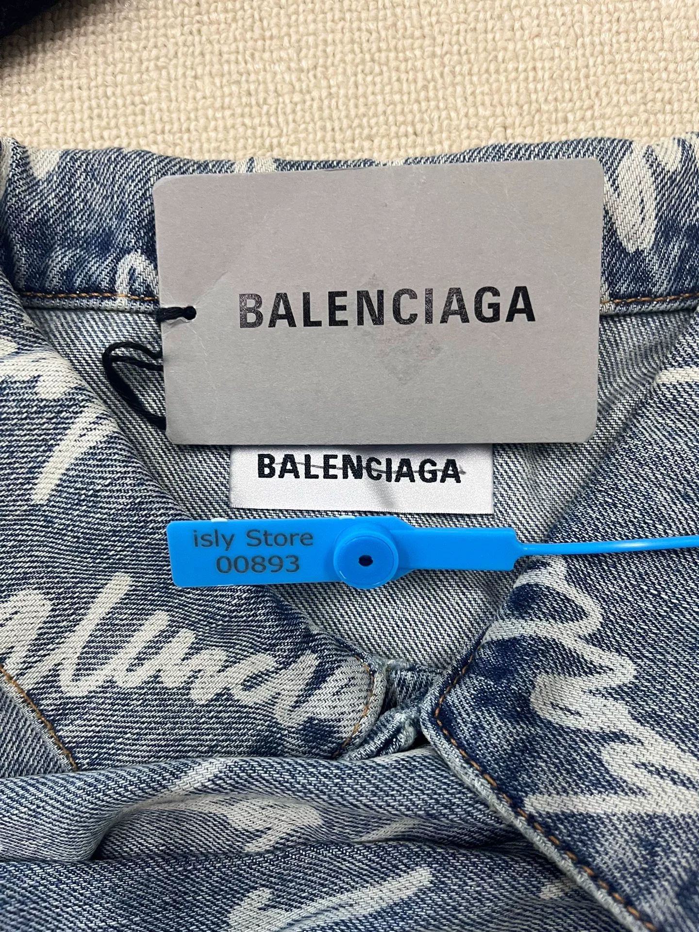 Balenciaga All-Over Logo Denim Jacket — back