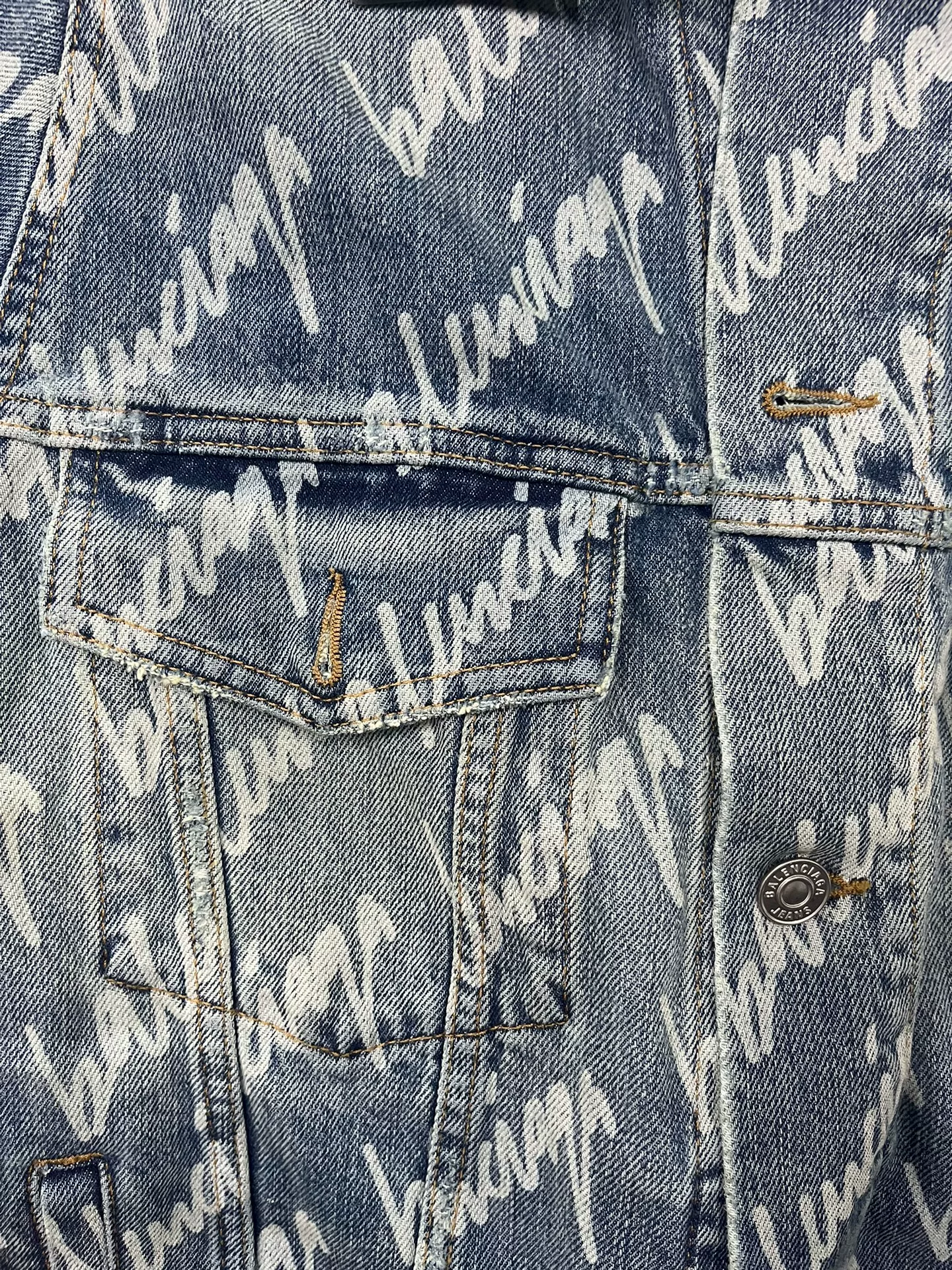 Balenciaga All-Over Logo Denim Jacket — detail