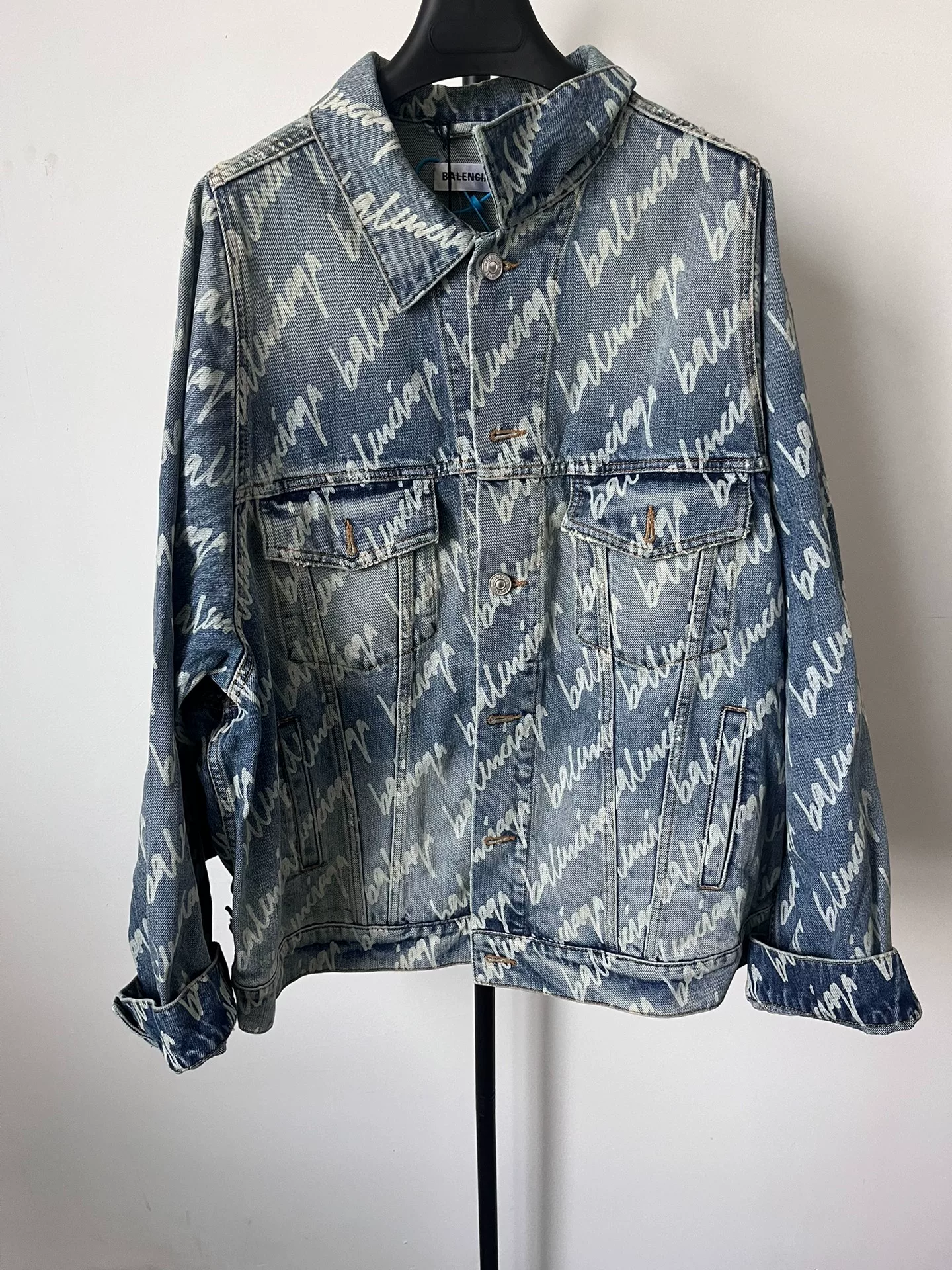 Balenciaga All-Over Logo Denim Jacket