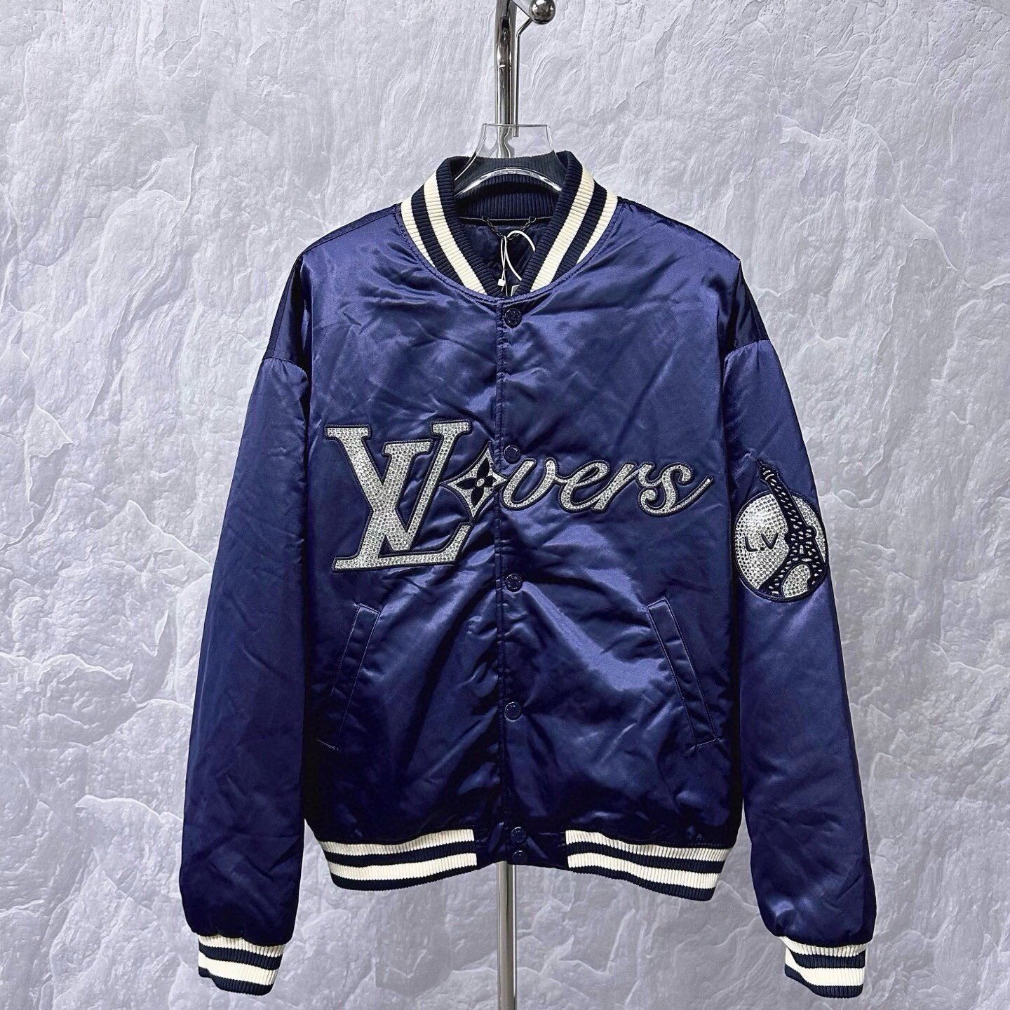 Louis Vuitton SS25 Crystal Letter Baseball Jacket
