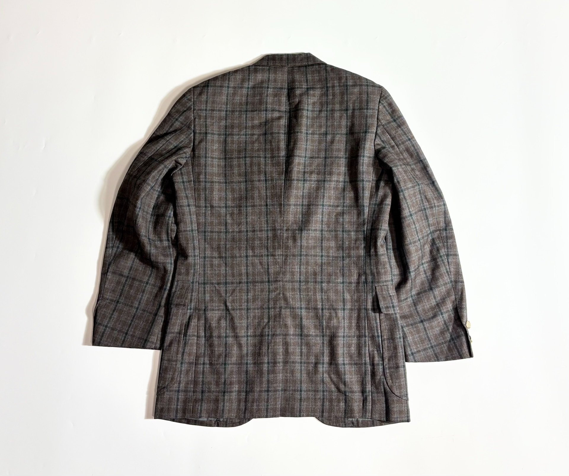 VAN JAC Brown Green Check Blazer — back