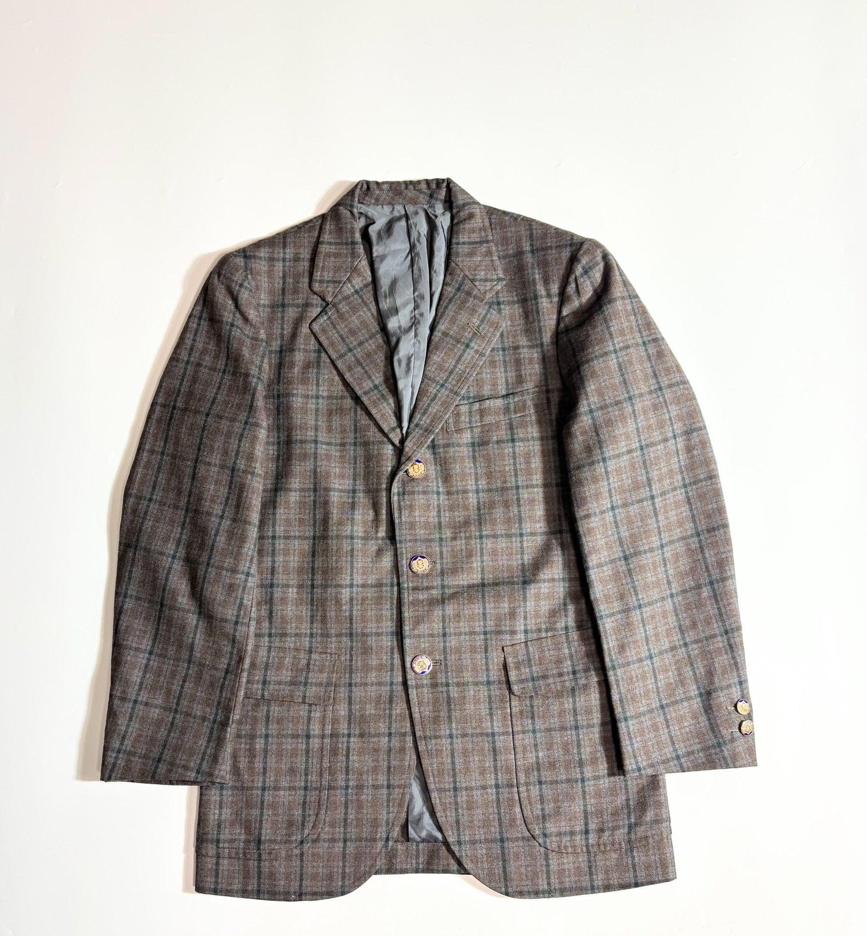 VAN JAC Brown Green Check Blazer