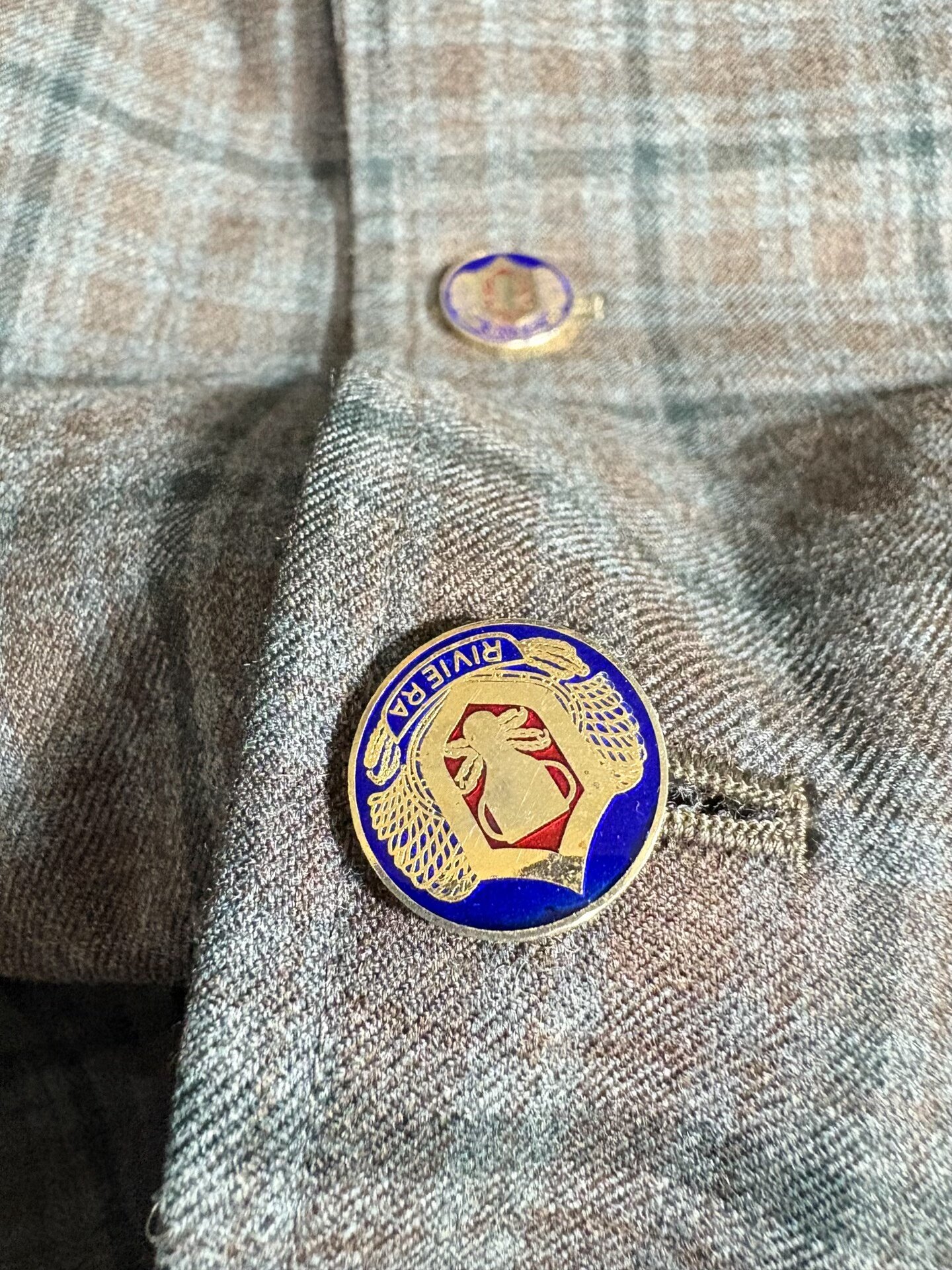 VAN JAC Brown Green Check Blazer — front