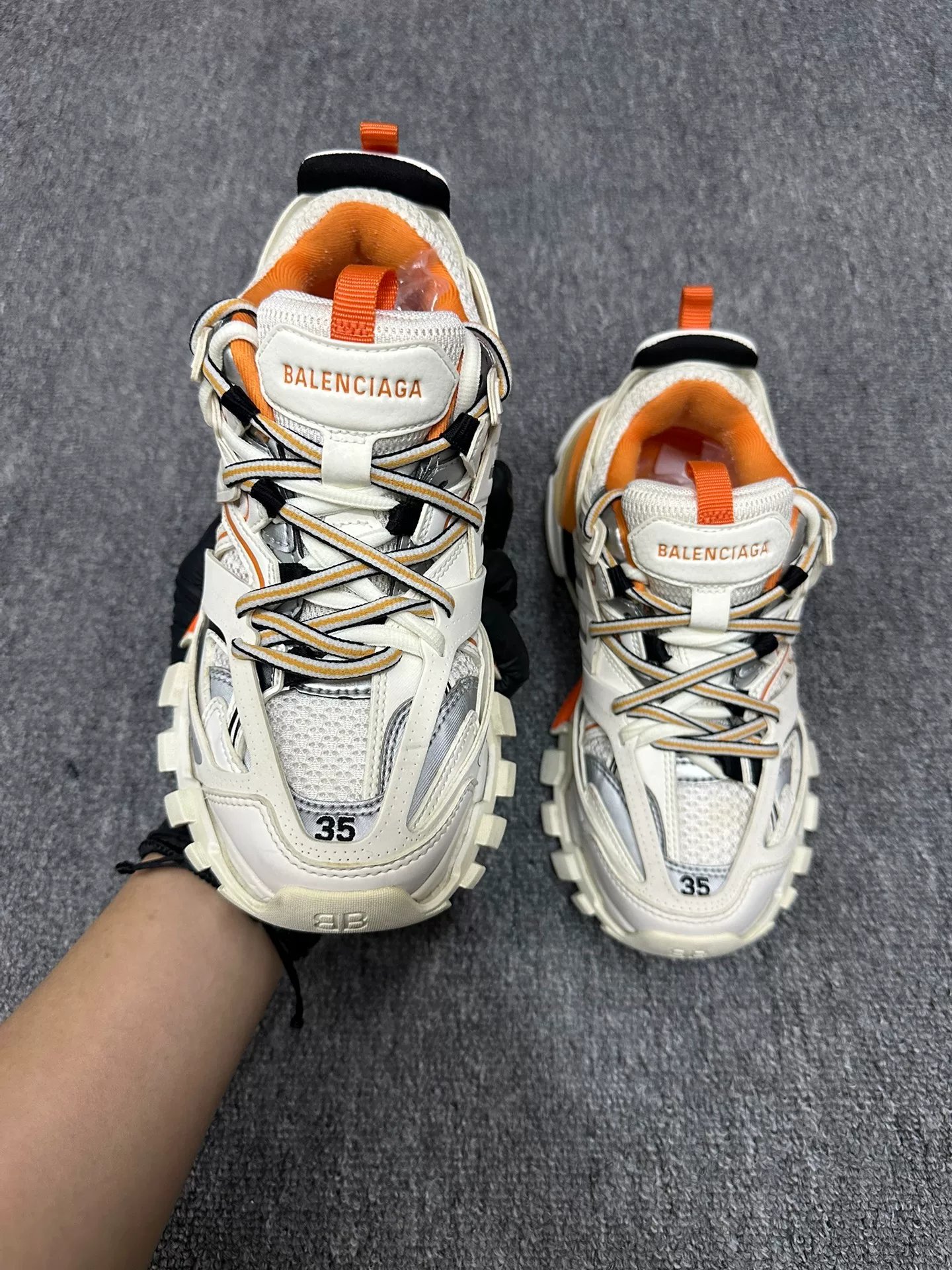 Balenciaga Track Dad Shoes White Orange — back