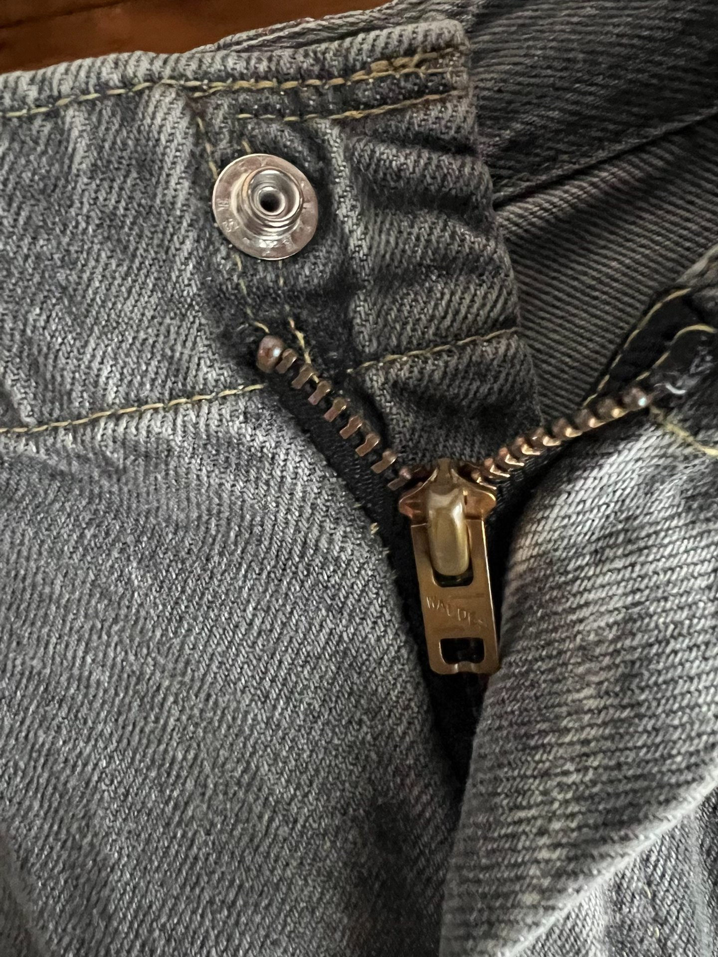 Tenderloin Vintage Washed Denim Shorts — label