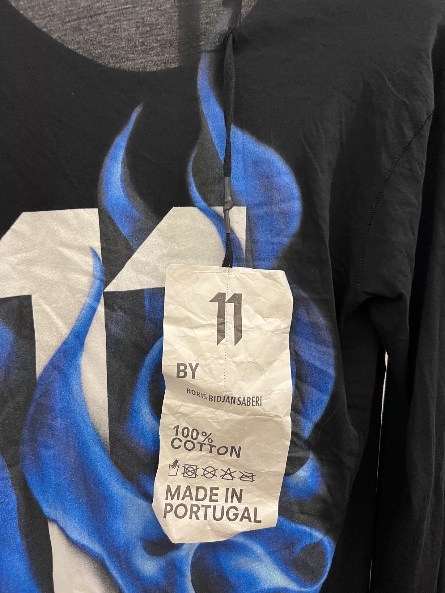 BBS 11 Black Flame Print Long-Sleeve T-Shirt — label