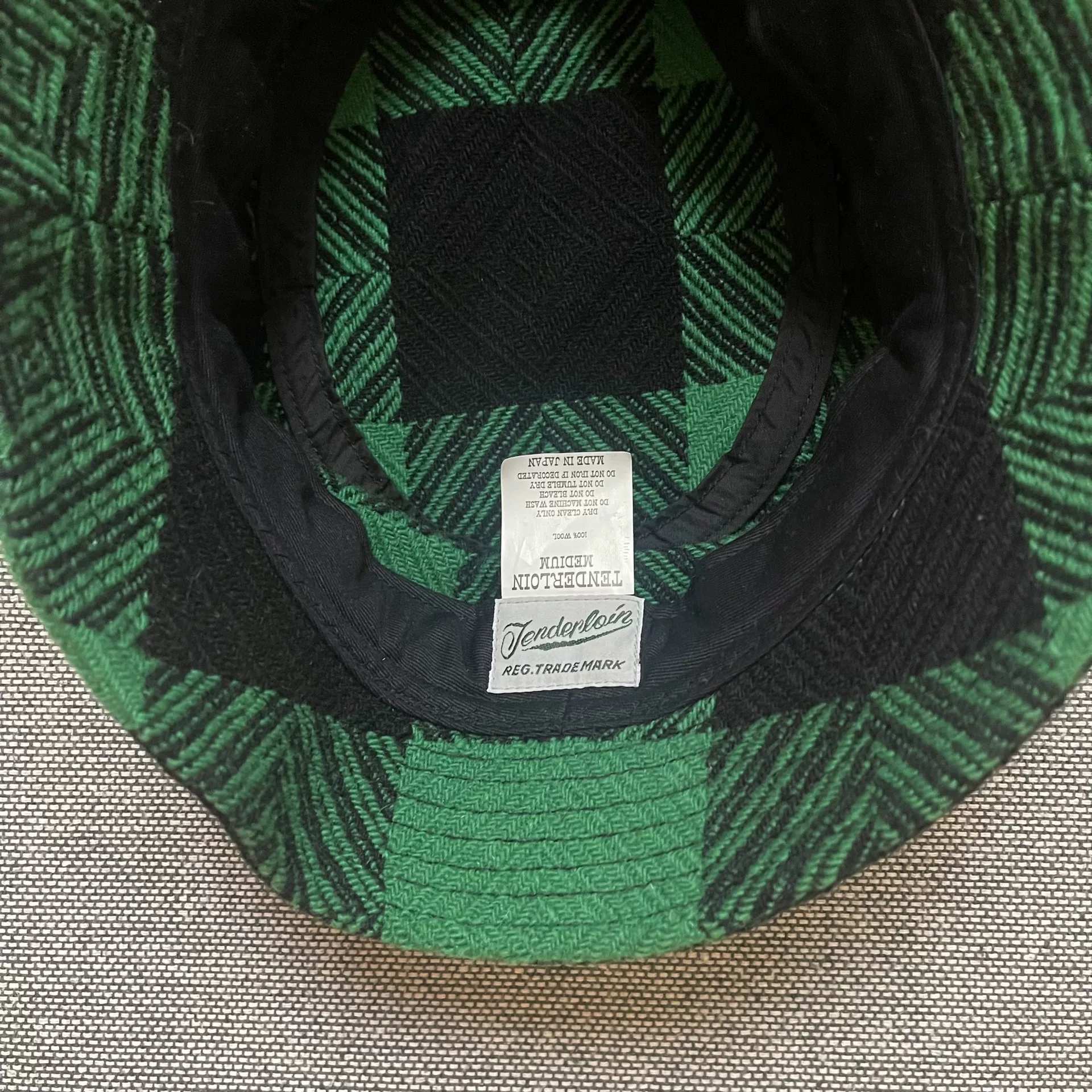 Tenderloin Green Plaid Wool Fisherman Hat — front