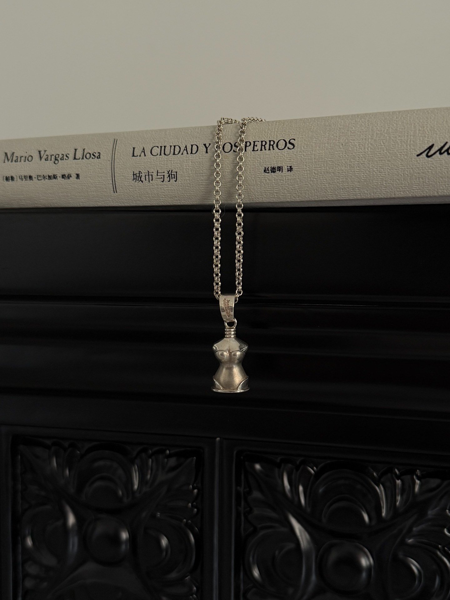 Jean Paul Gaultier Silver Torso Pendant Necklace — detail