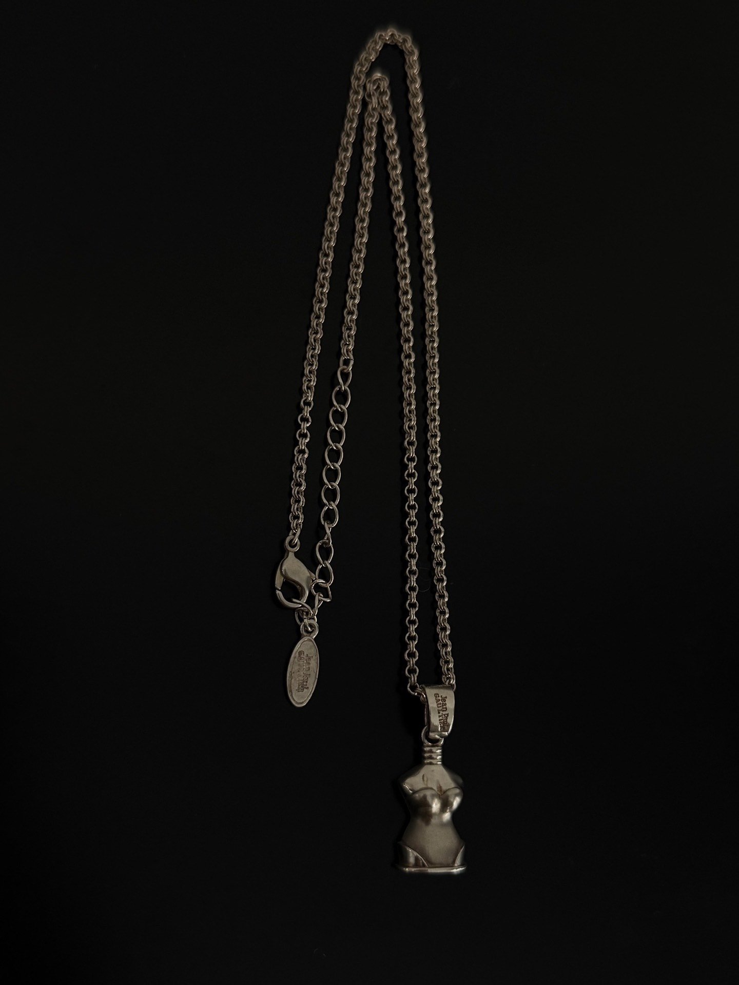Jean Paul Gaultier Silver Torso Pendant Necklace — label