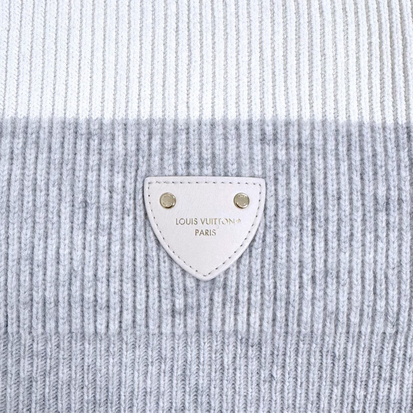 Louis Vuitton Gray White Stripe Alpaca Sweater — back