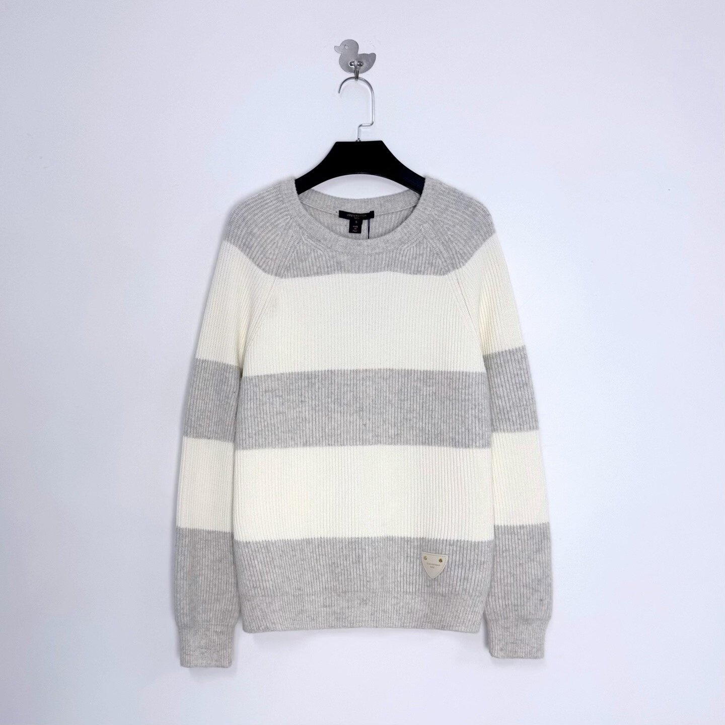 Louis Vuitton Gray White Stripe Alpaca Sweater