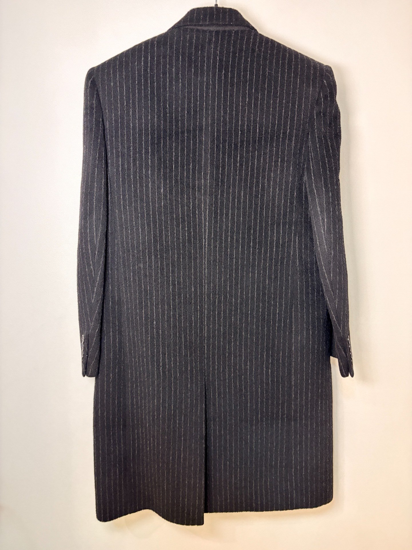 Saint Laurent Striped Peak Lapel Long Coat — front