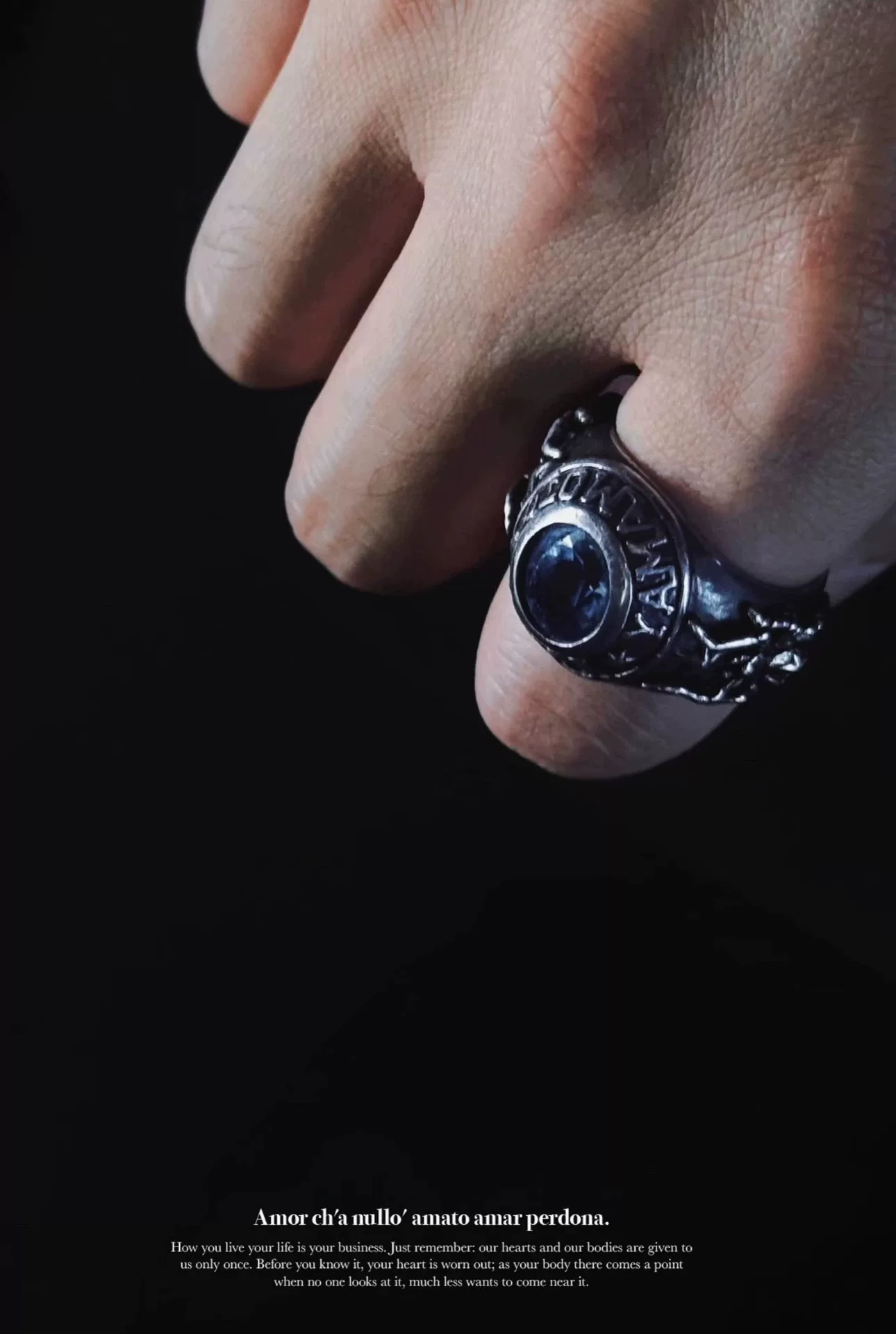 Yohji Yamamoto Silver Sapphire Champion Ring