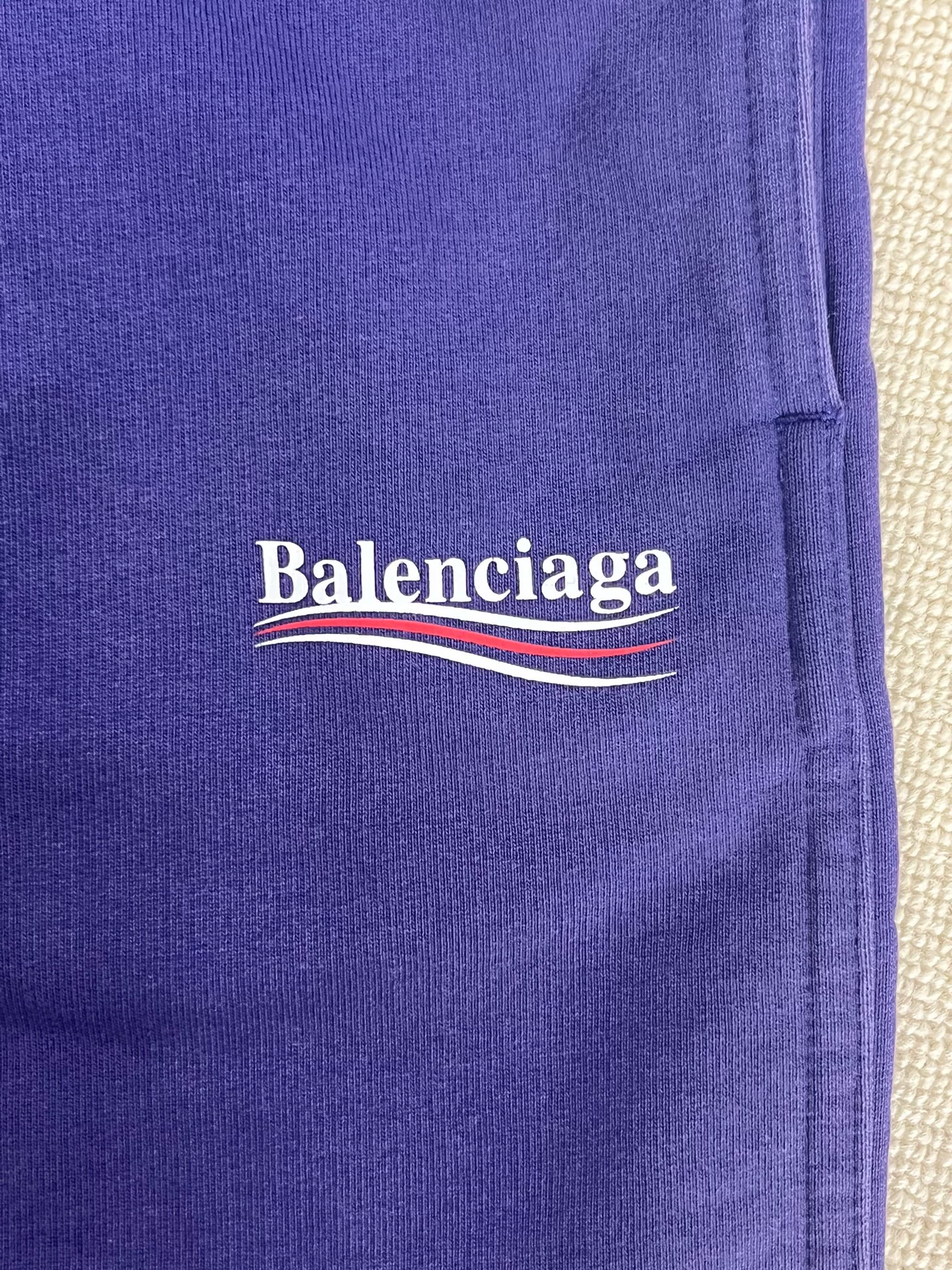 Balenciaga Elastic Waist Letter Print Shorts — detail