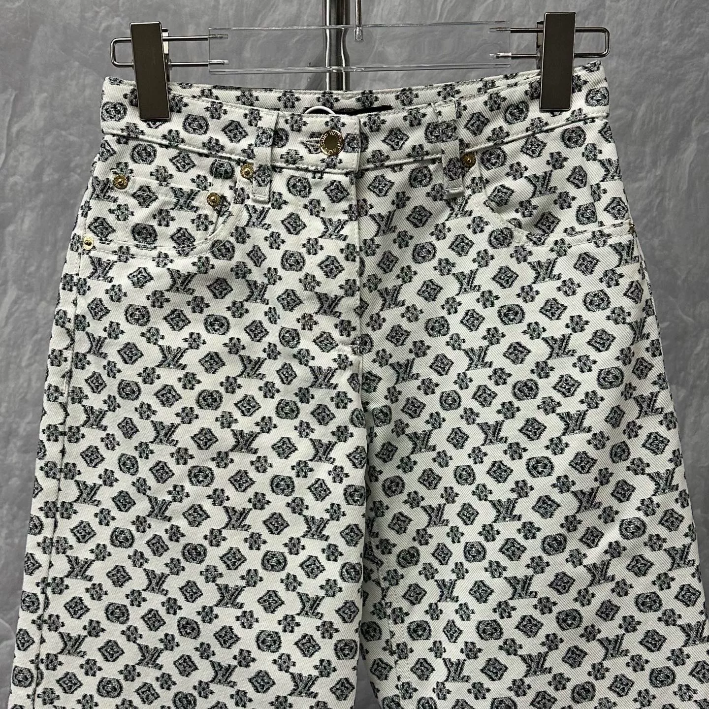 Louis Vuitton FW25 Monogram Flared Jeans — detail