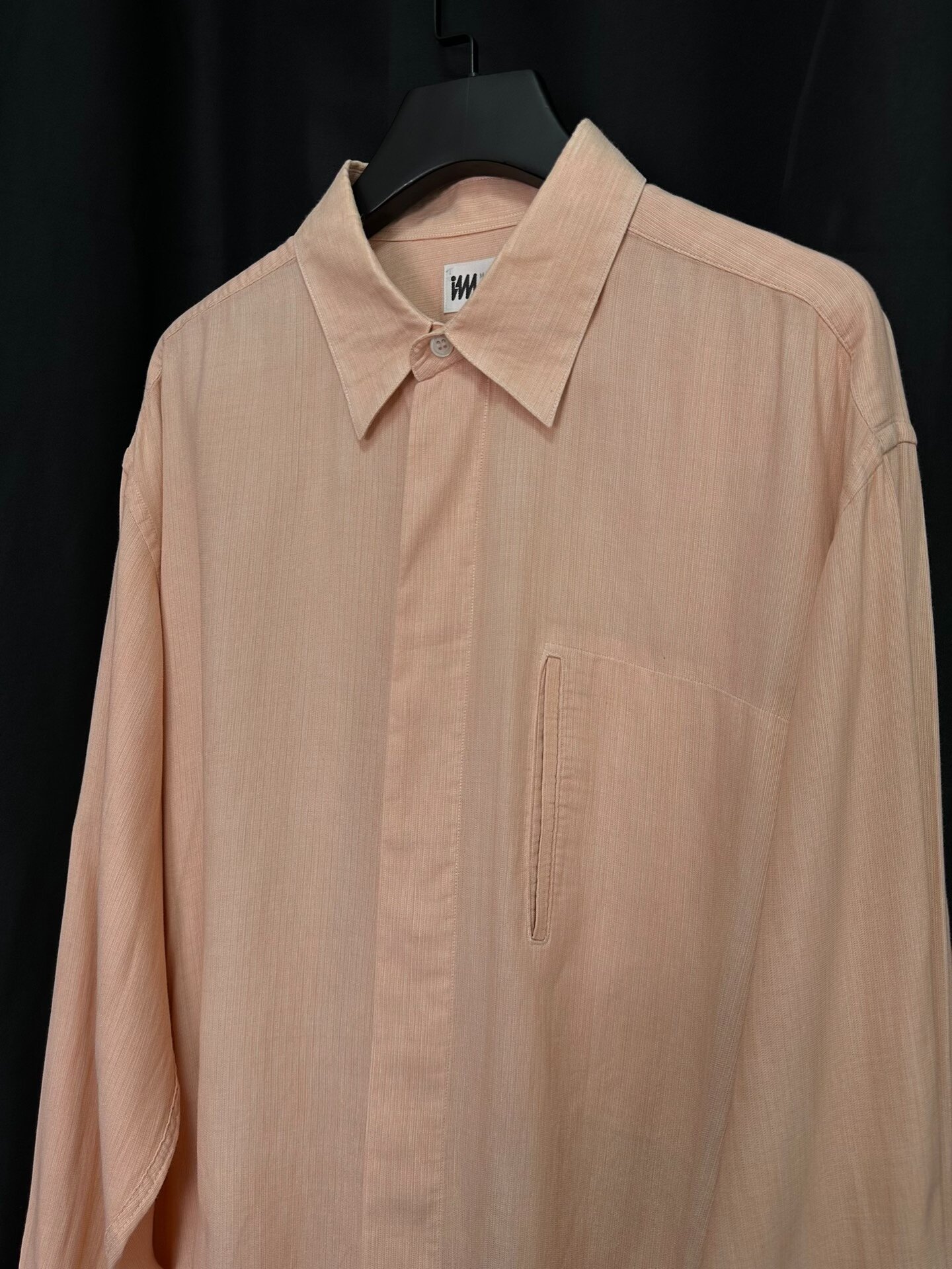 Issey Miyake 1980s Pink Cotton Linen Shirt — label