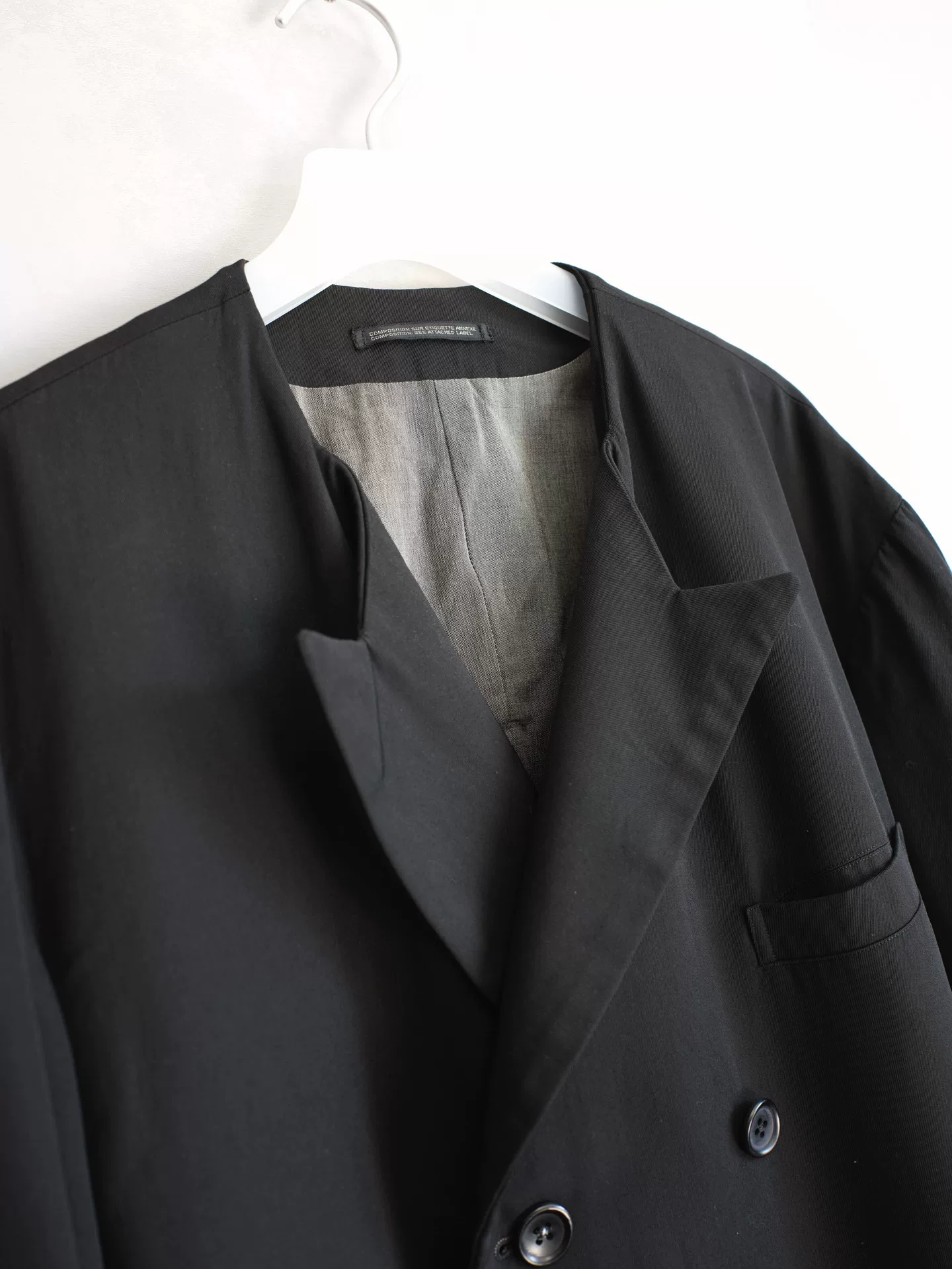 Yohji Yamamoto 98AW Garment-Dyed Double-Breasted Coat — label