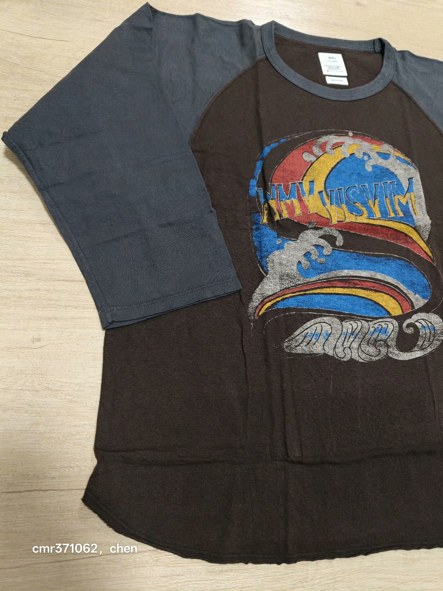 visvim 21AW Gridiron 3/4 DMGD Tee — front