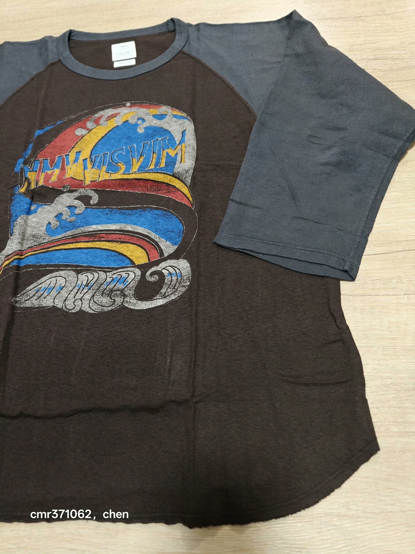 visvim 21AW Gridiron 3/4 DMGD Tee — detail