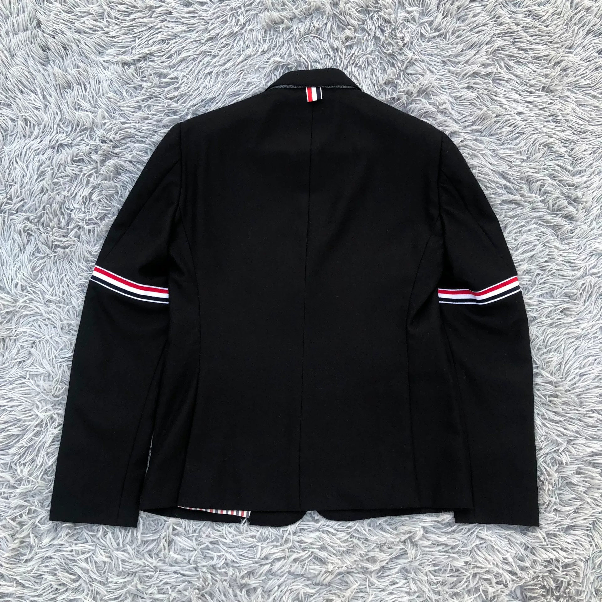 Thom Browne Black Striped Sleeve Suit — label