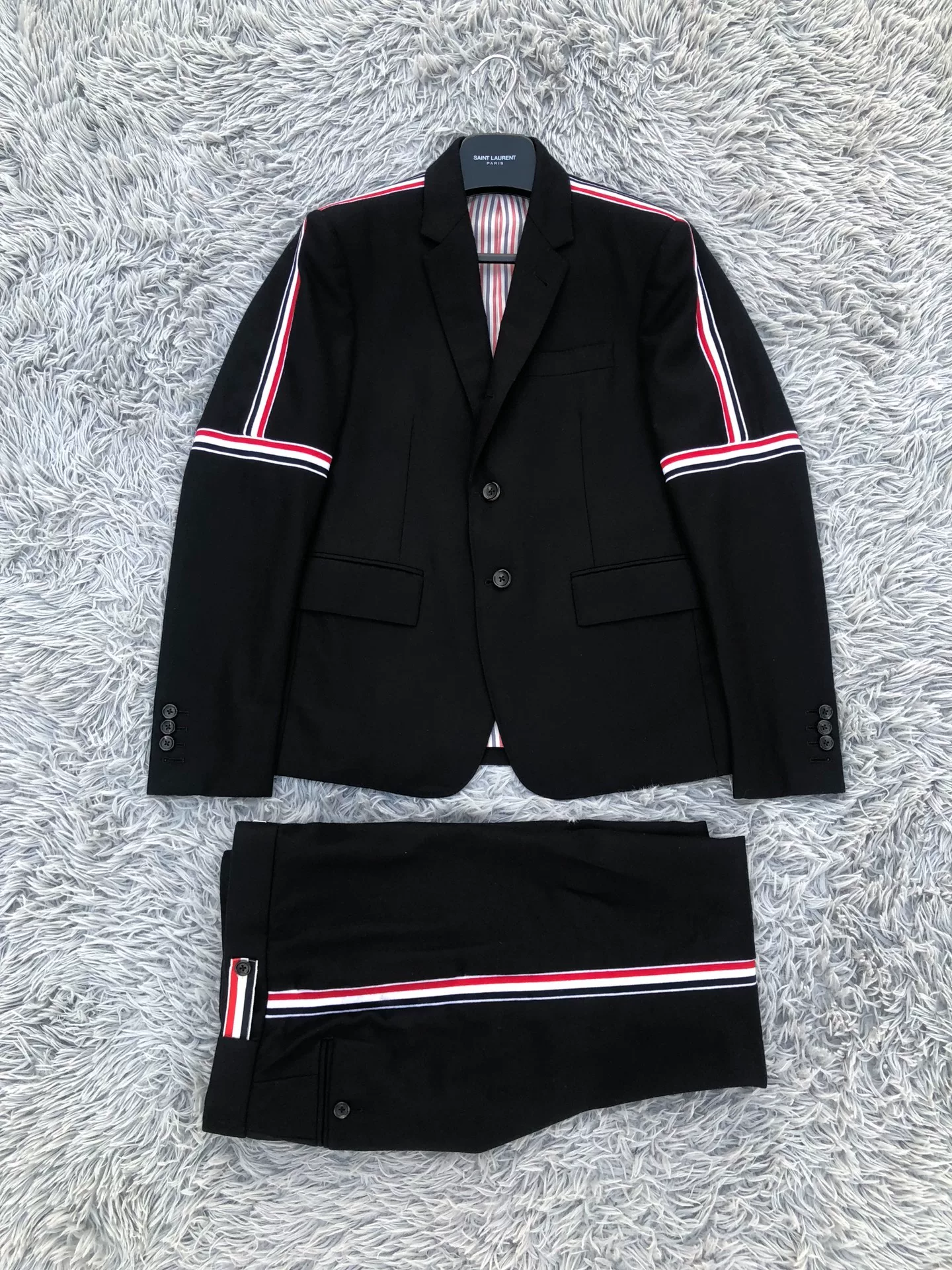 Thom Browne Black Striped Sleeve Suit