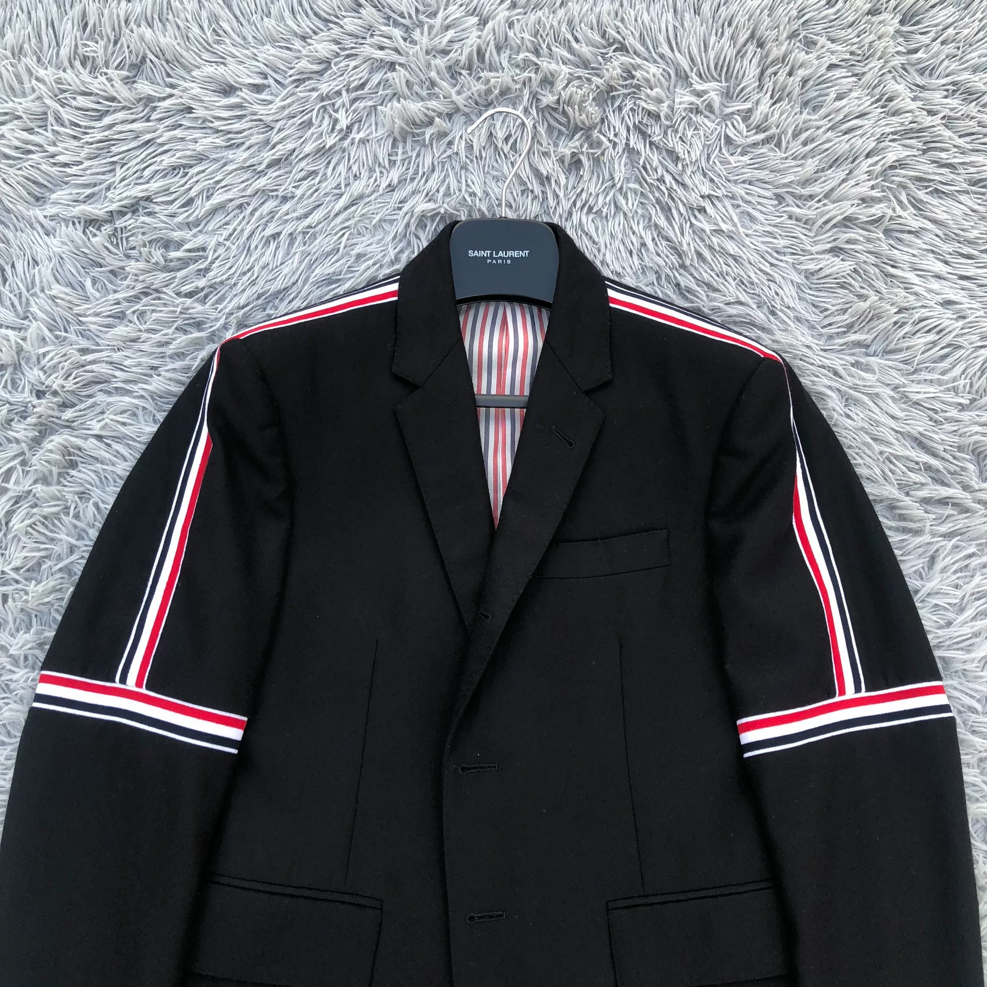 Thom Browne Black Striped Sleeve Suit — back