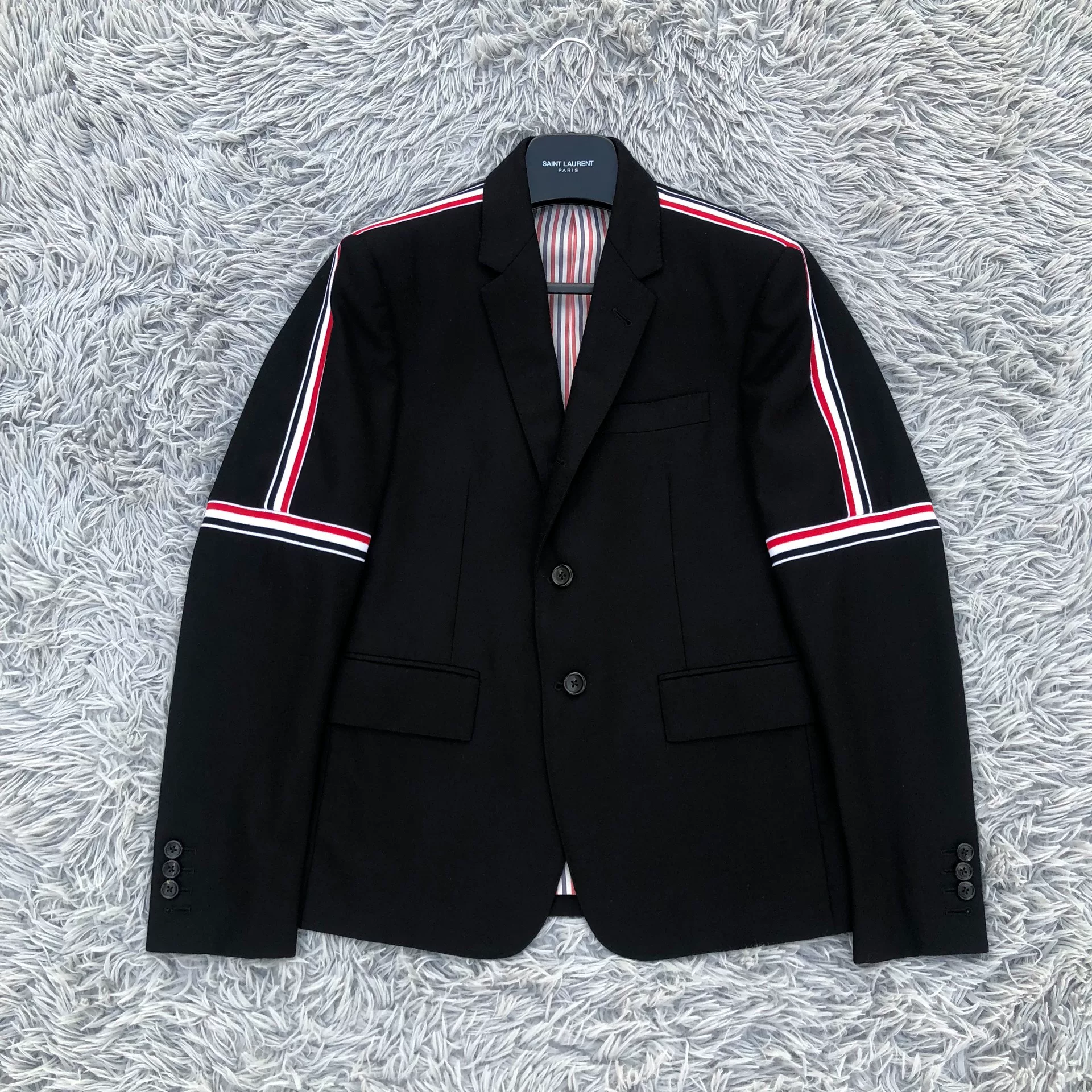 Thom Browne Black Striped Sleeve Suit — front