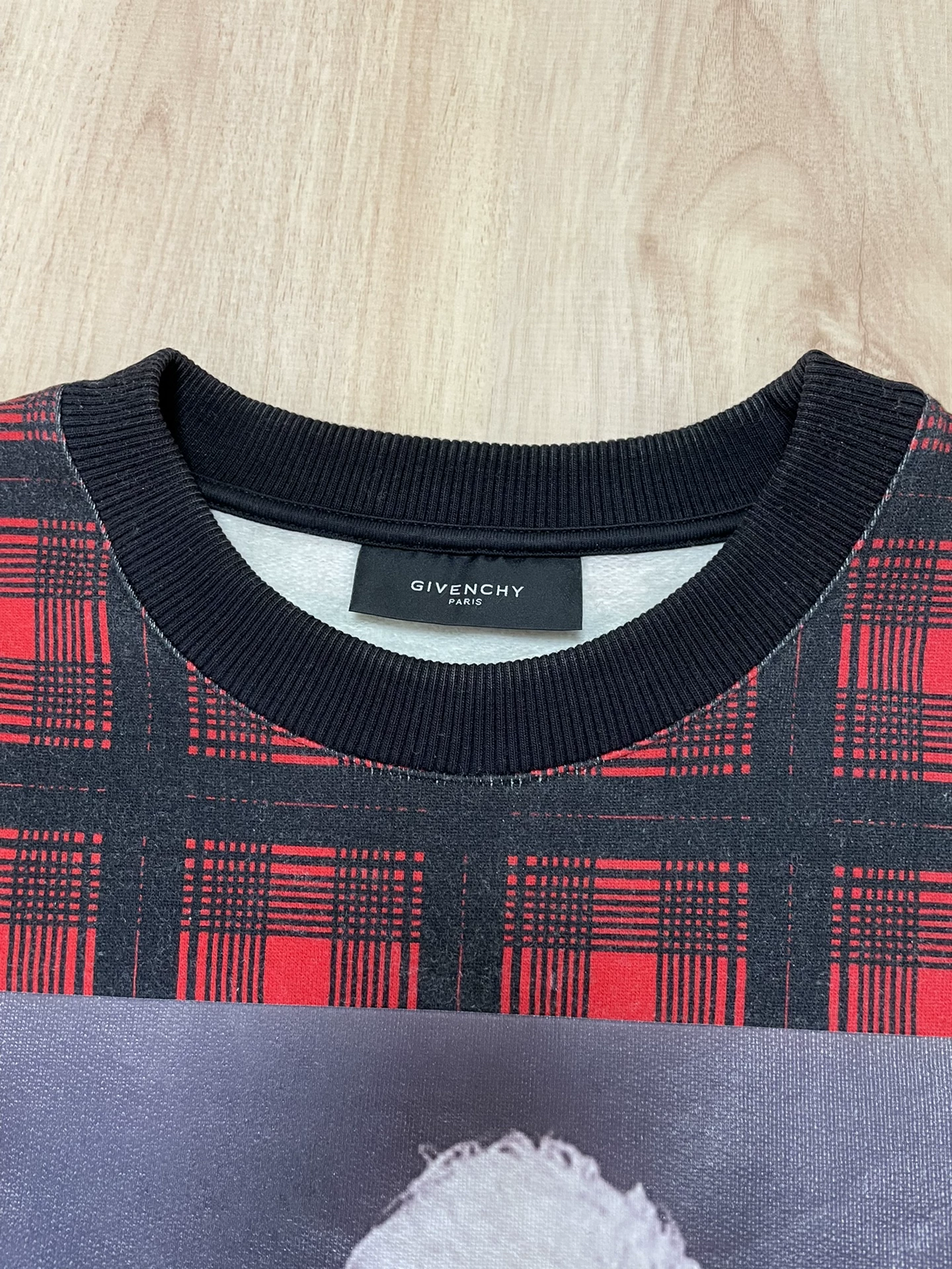 Givenchy Red Plaid Doberman Sweatshirt — label