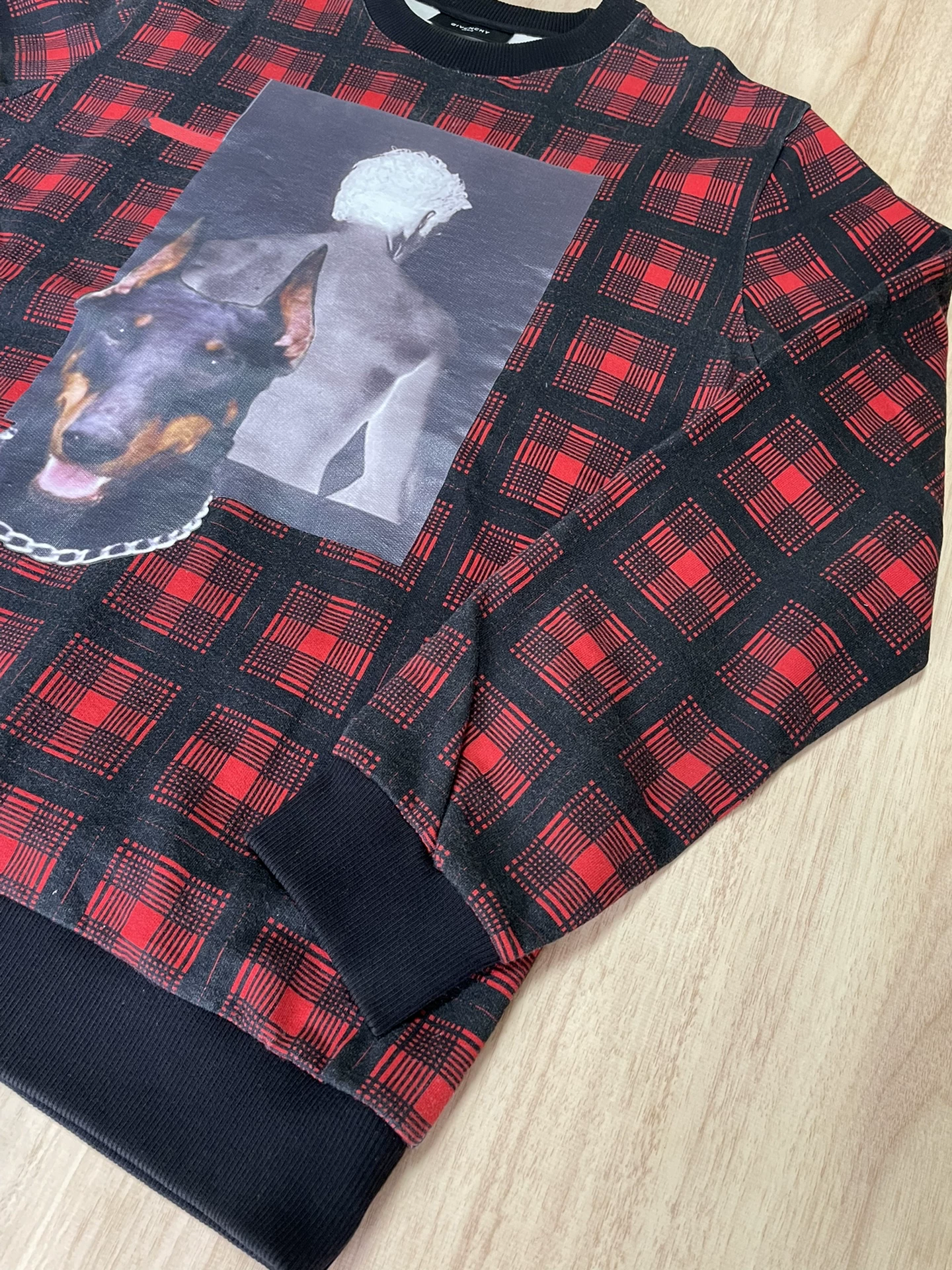 Givenchy Red Plaid Doberman Sweatshirt — back