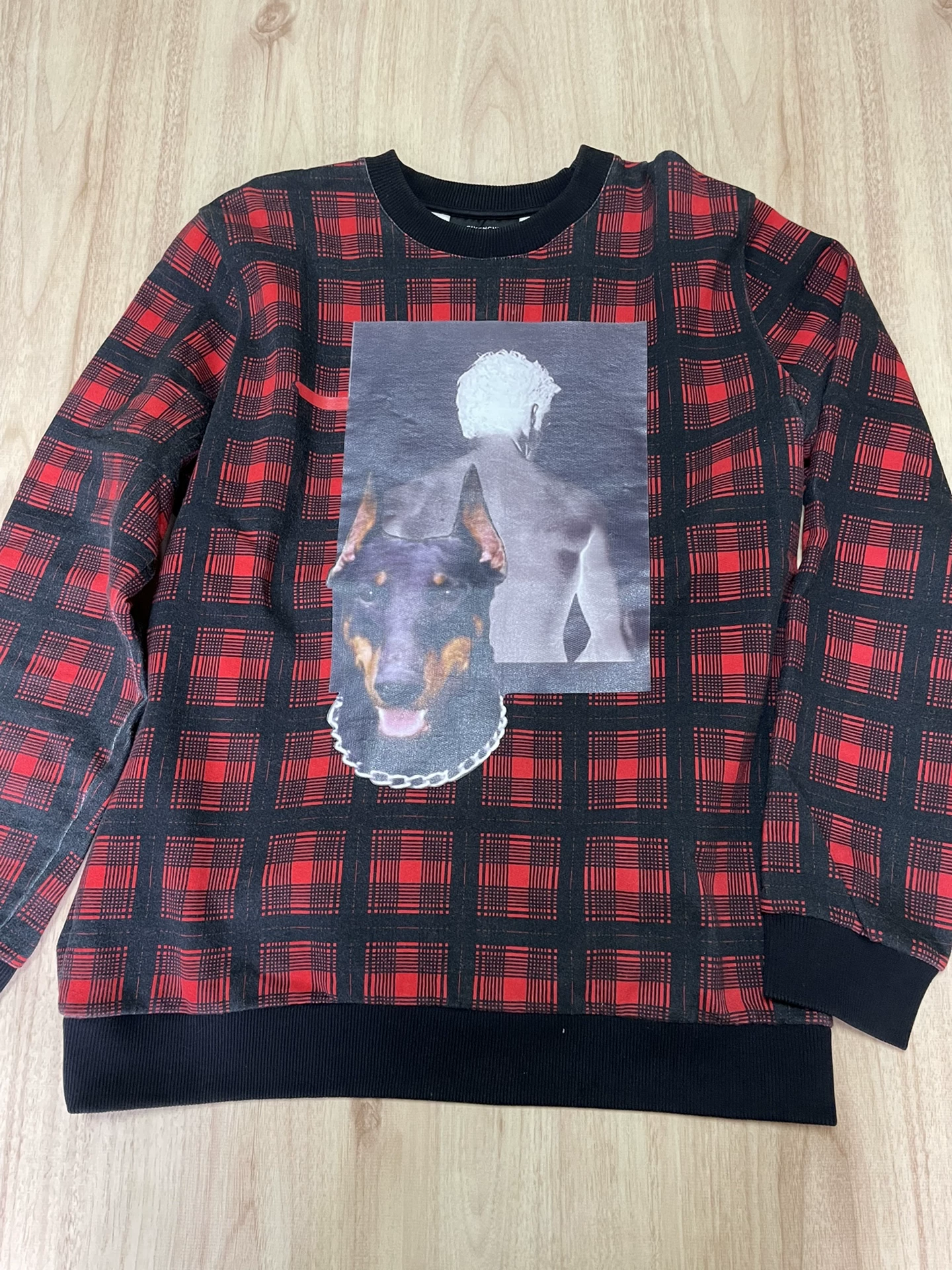 Givenchy Red Plaid Doberman Sweatshirt