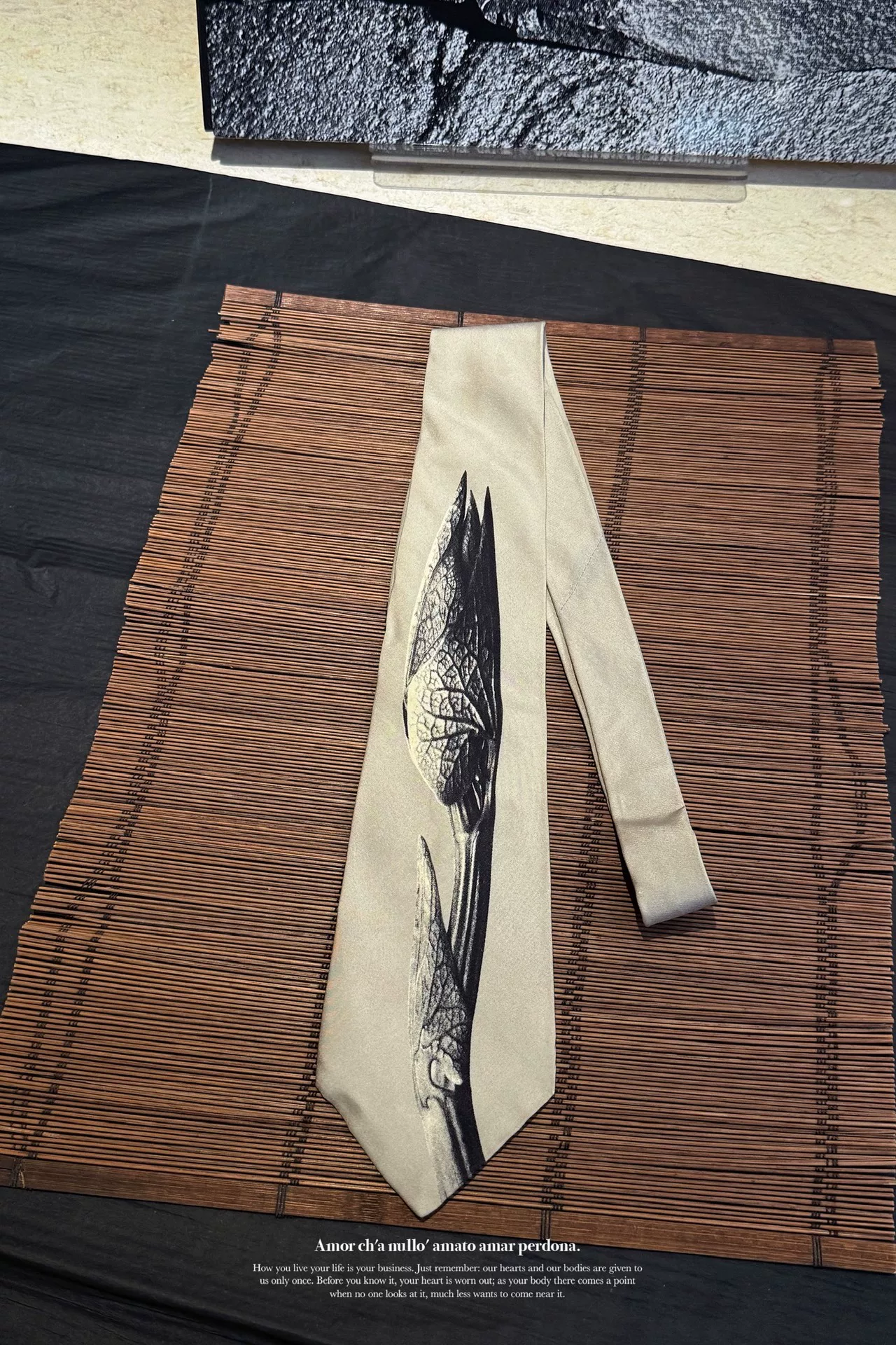 Yohji Yamamoto Ink Bird of Paradise Tie — front