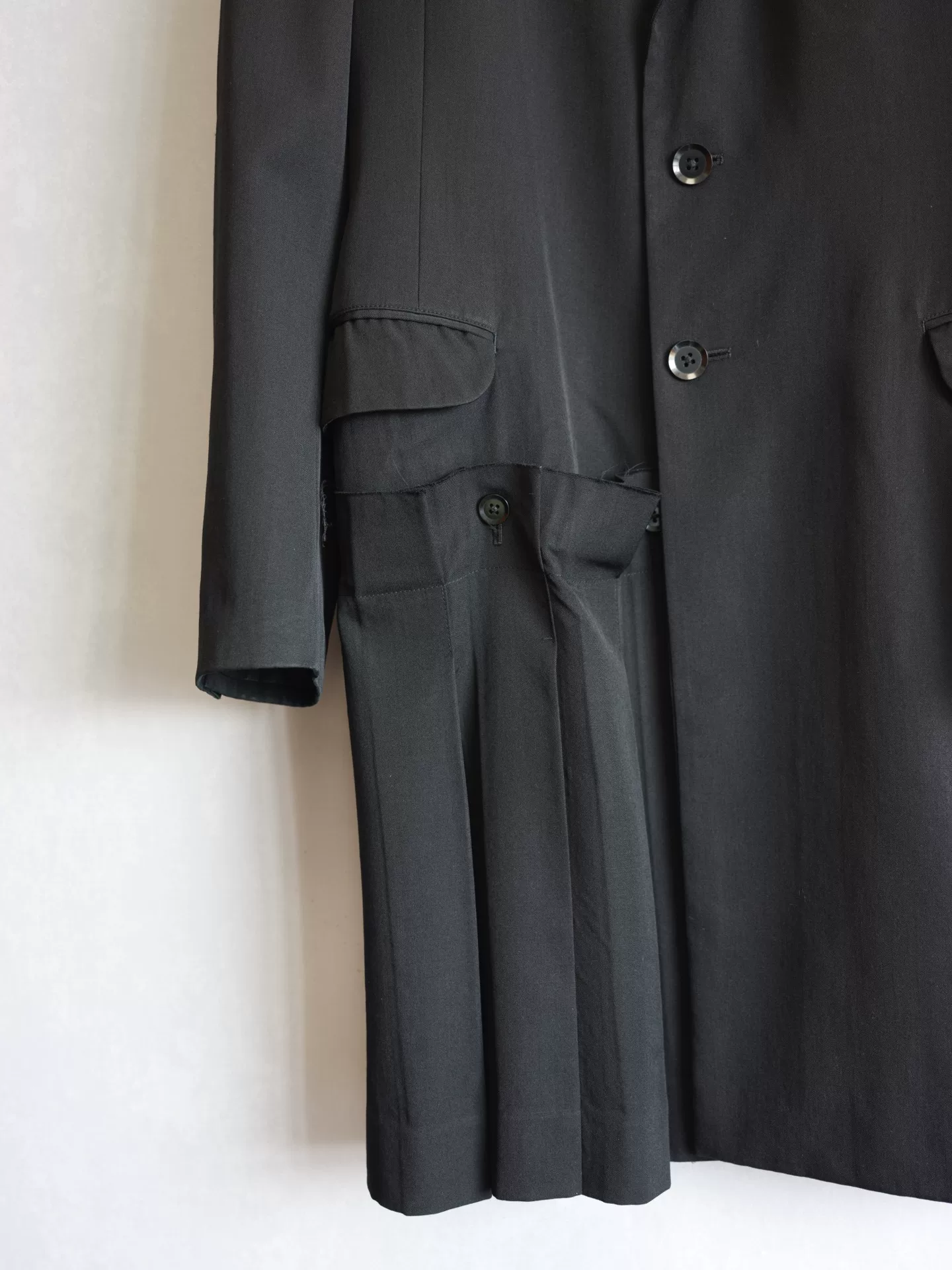 Yohji Yamamoto 13AW Pleated Asymmetric Coat — back