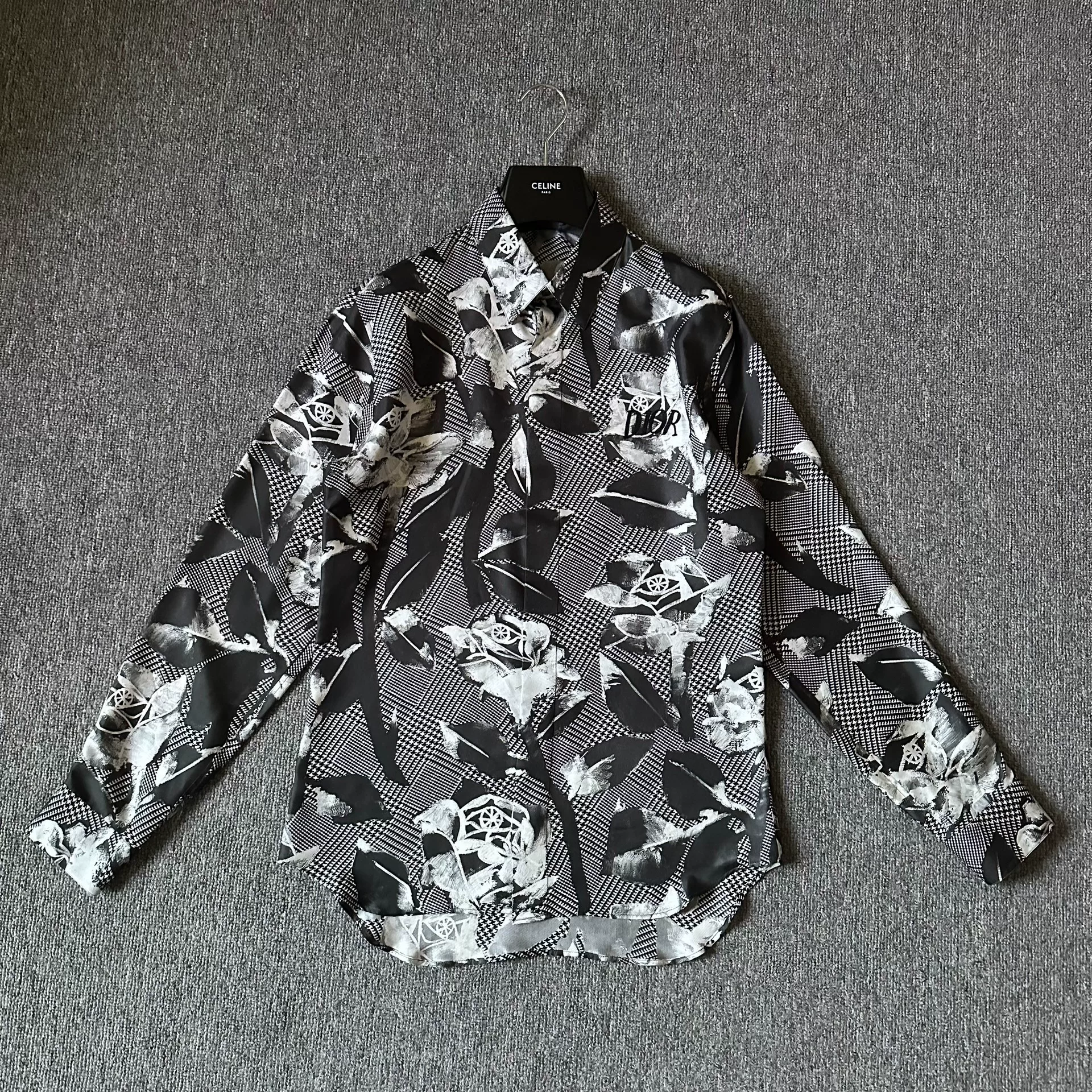 Dior Black White Rose Print Shirt