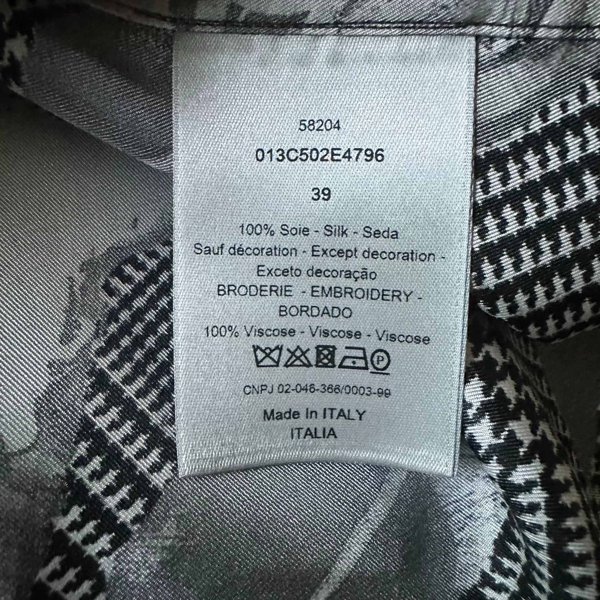 Dior Black White Rose Print Shirt — back