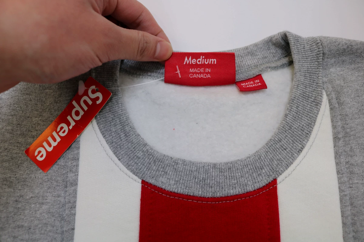 Supreme 17SS Vertical Logo Striped Colorblock Sweatshirt — back