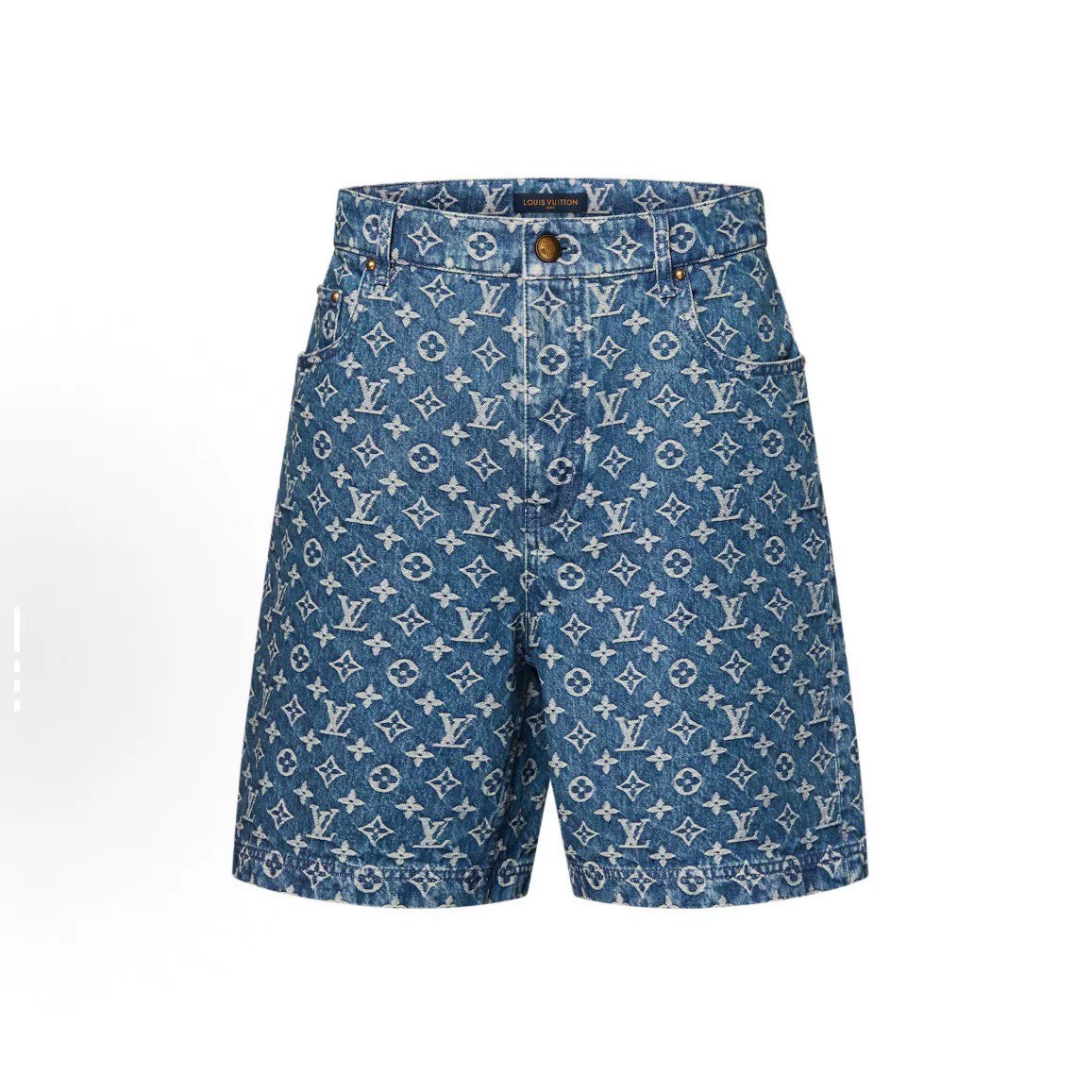 Louis Vuitton SS26 Logo All-Over Denim Shorts