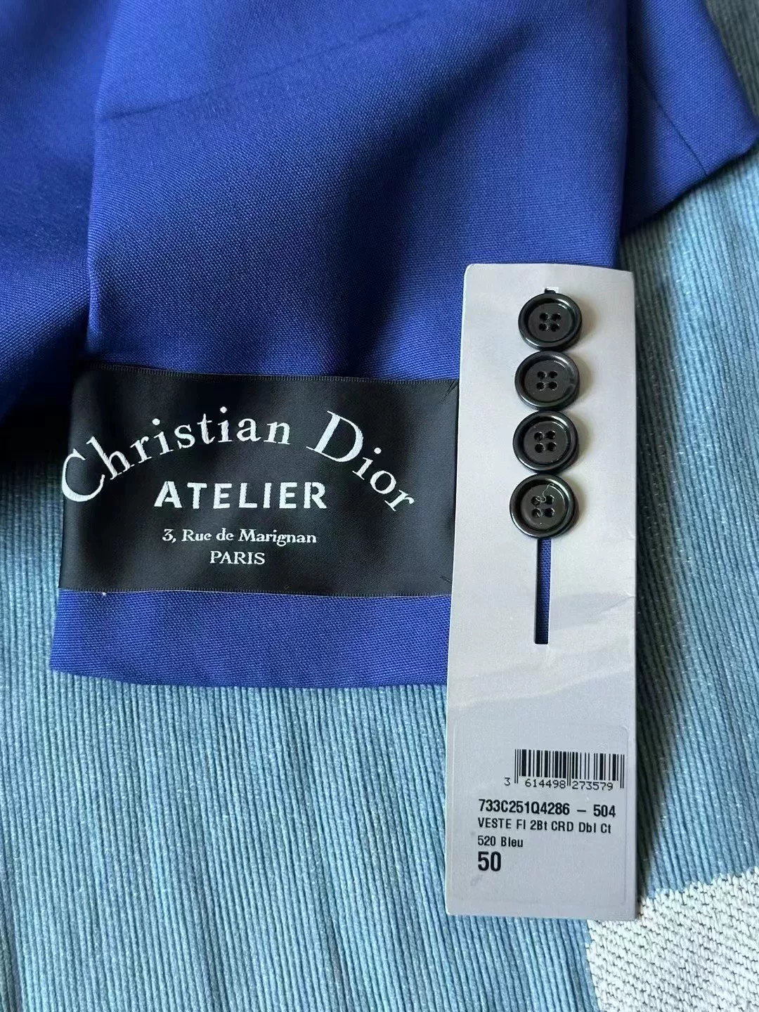 Dior Blue Cuff Slogan Blazer — back