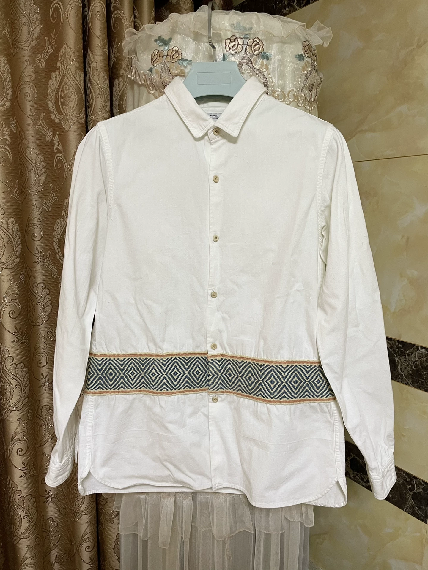 VISVIM Knit Pattern Panel Long Sleeve Shirt