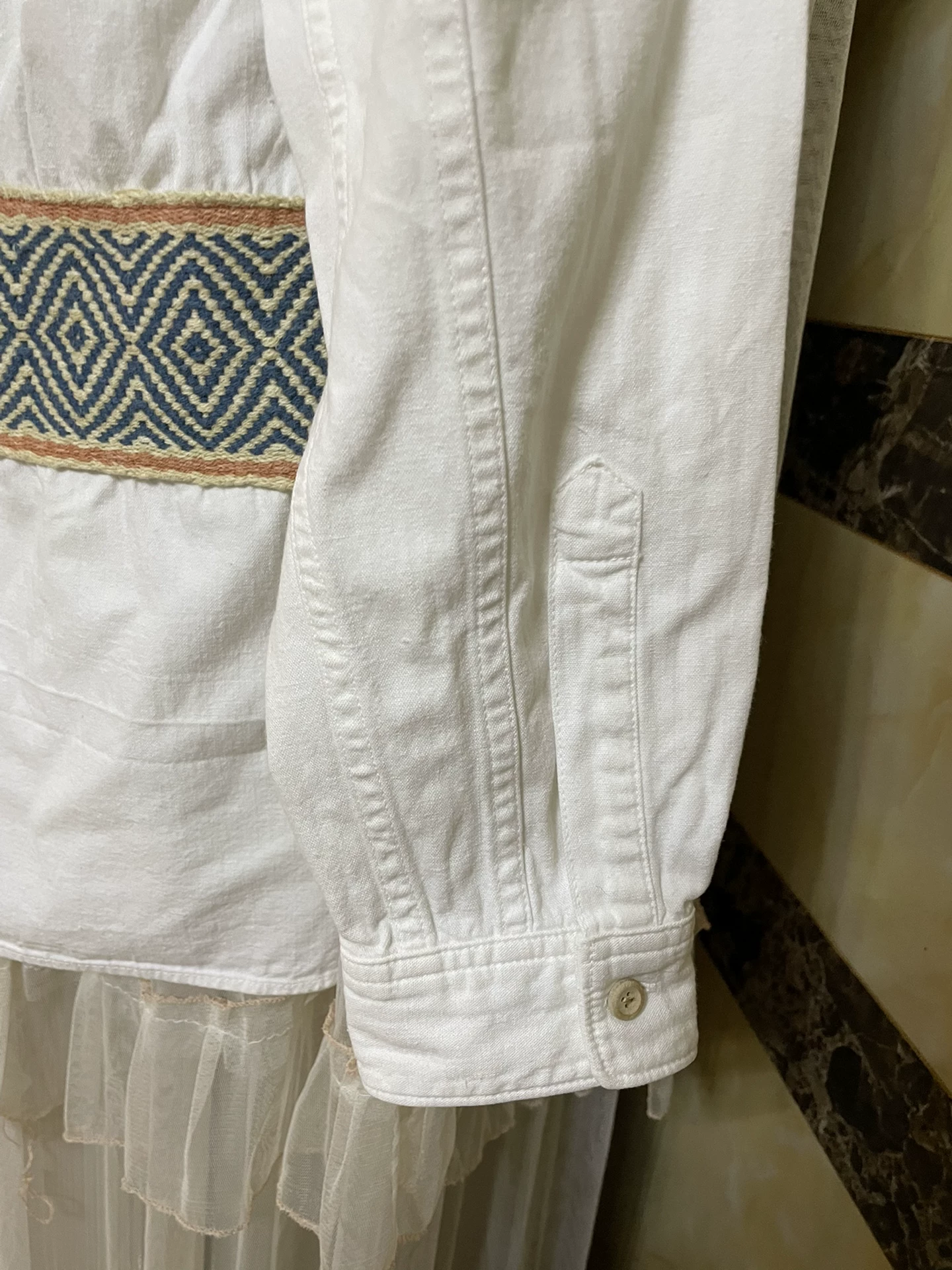VISVIM Knit Pattern Panel Long Sleeve Shirt — label