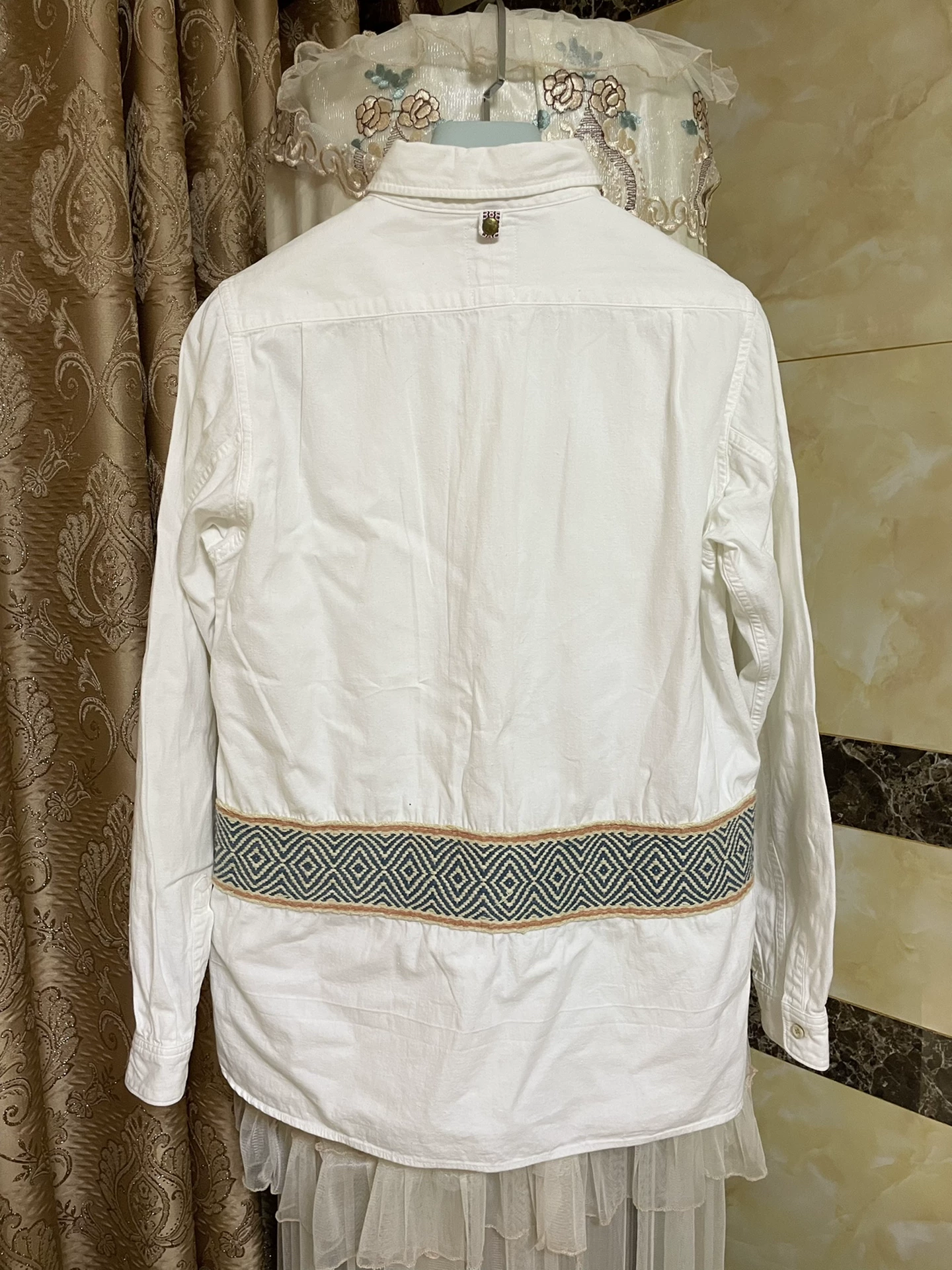 VISVIM Knit Pattern Panel Long Sleeve Shirt — front