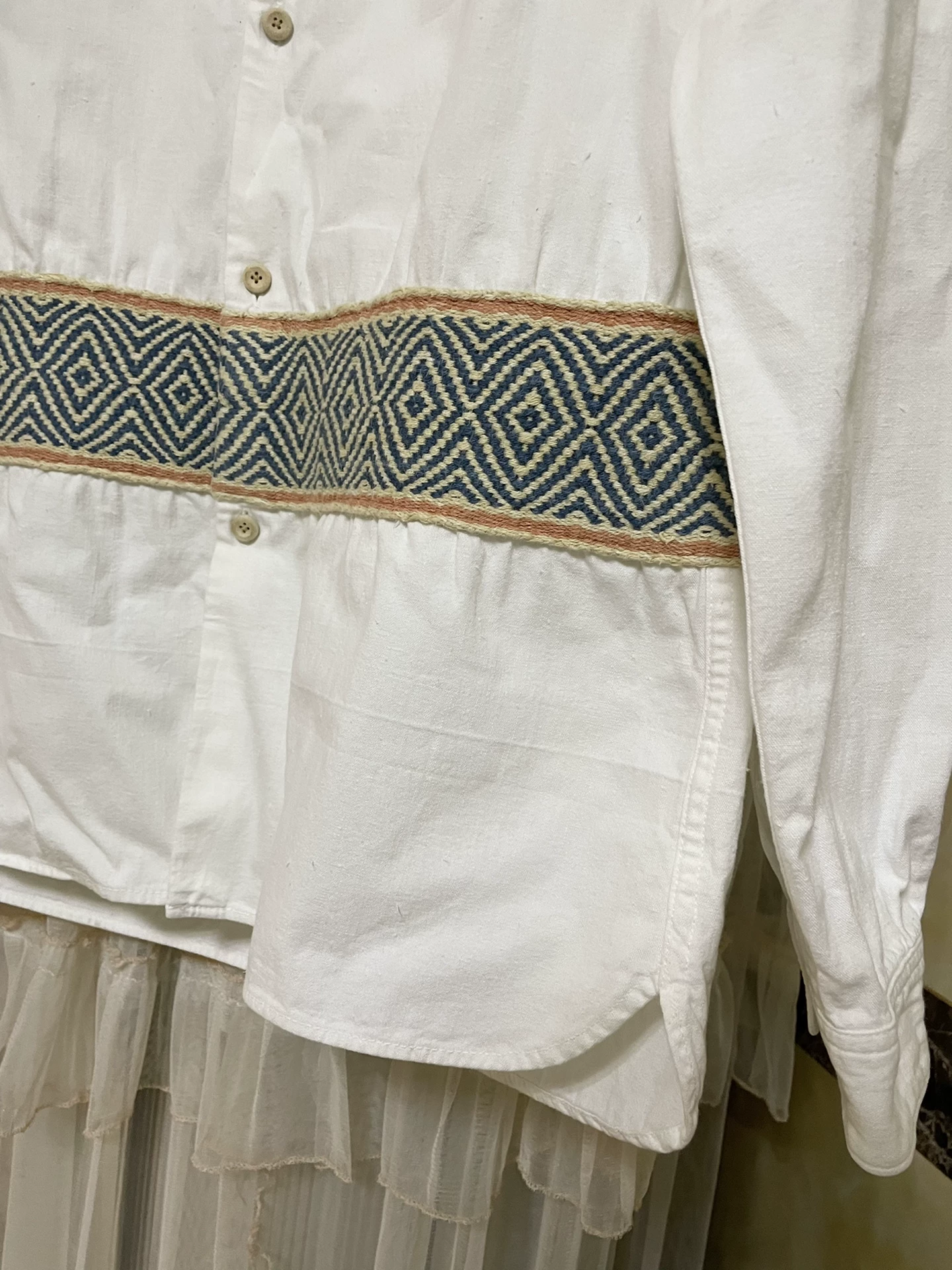 VISVIM Knit Pattern Panel Long Sleeve Shirt — back