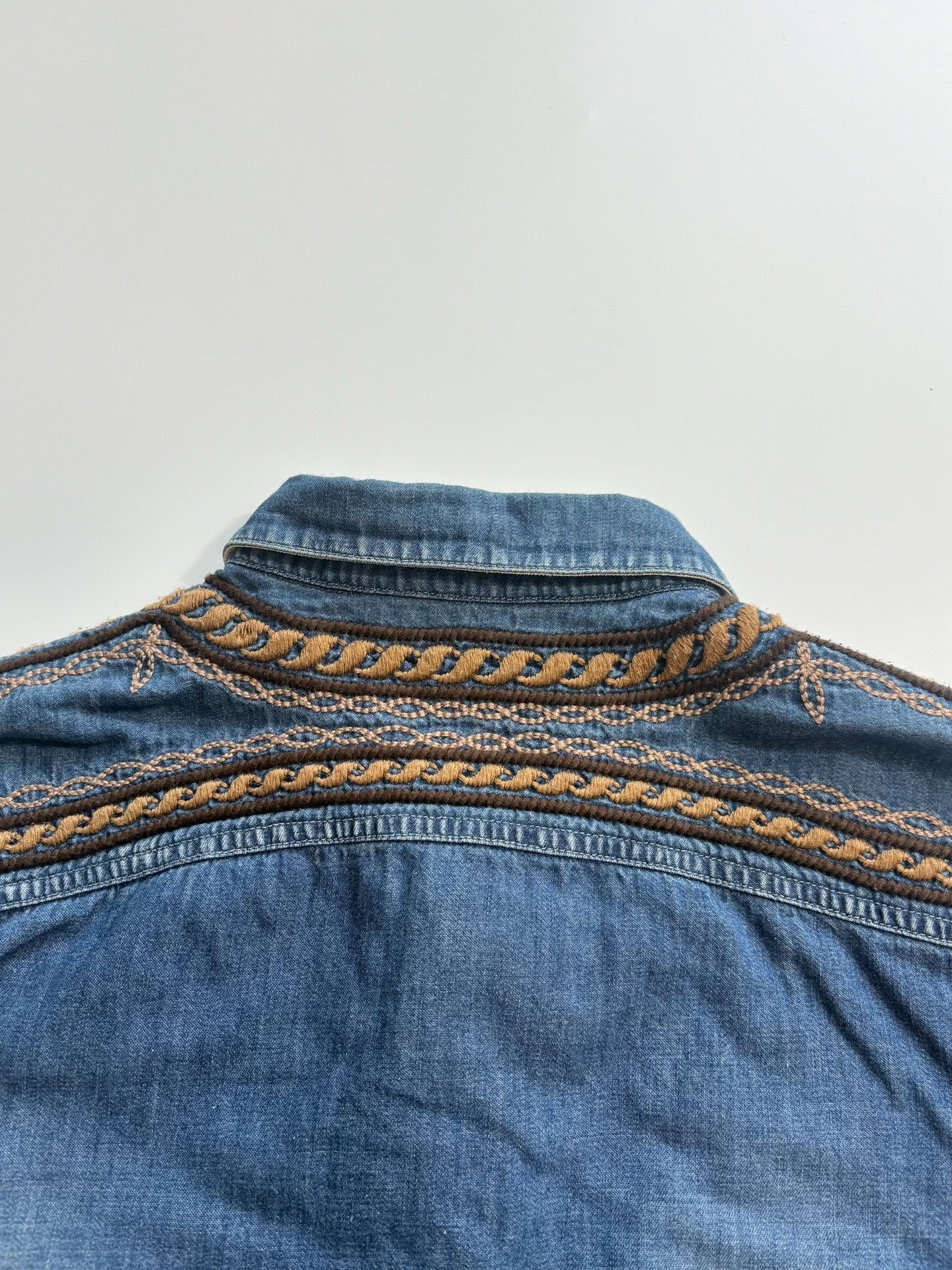 White Mountaineering Blue Denim Shirt — label