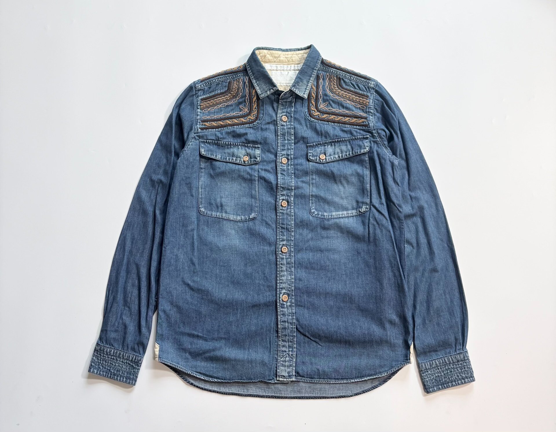 White Mountaineering Blue Denim Shirt