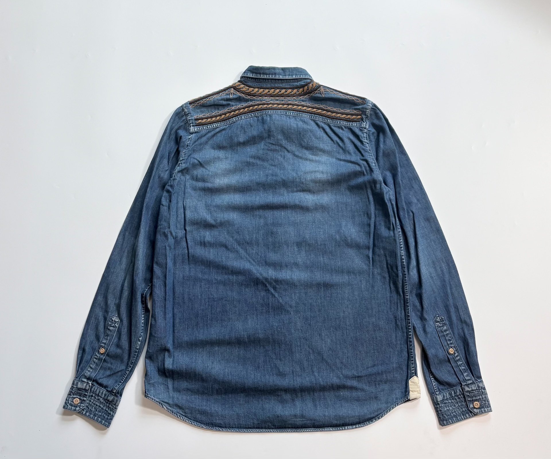 White Mountaineering Blue Denim Shirt — front