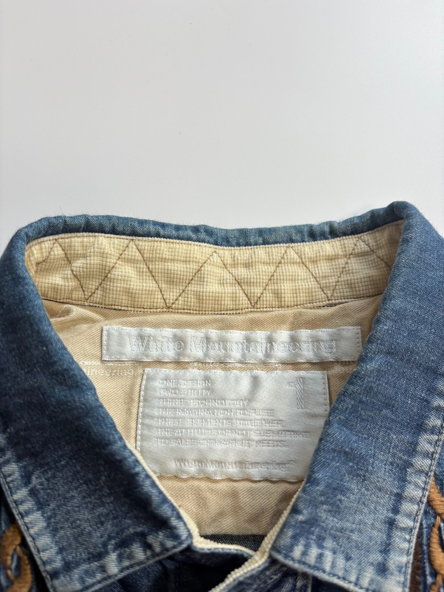 White Mountaineering Blue Denim Shirt — back