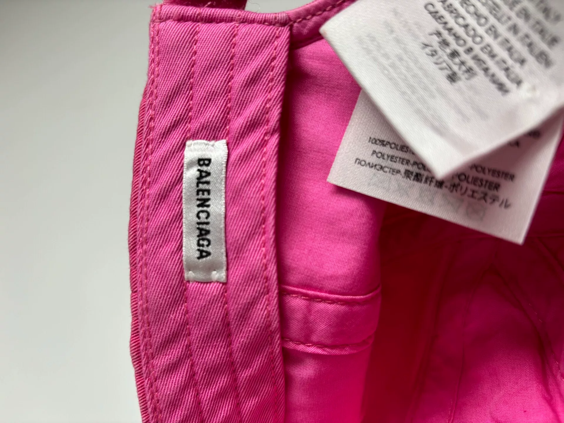 Balenciaga Pink Baseball Cap with Logo — label